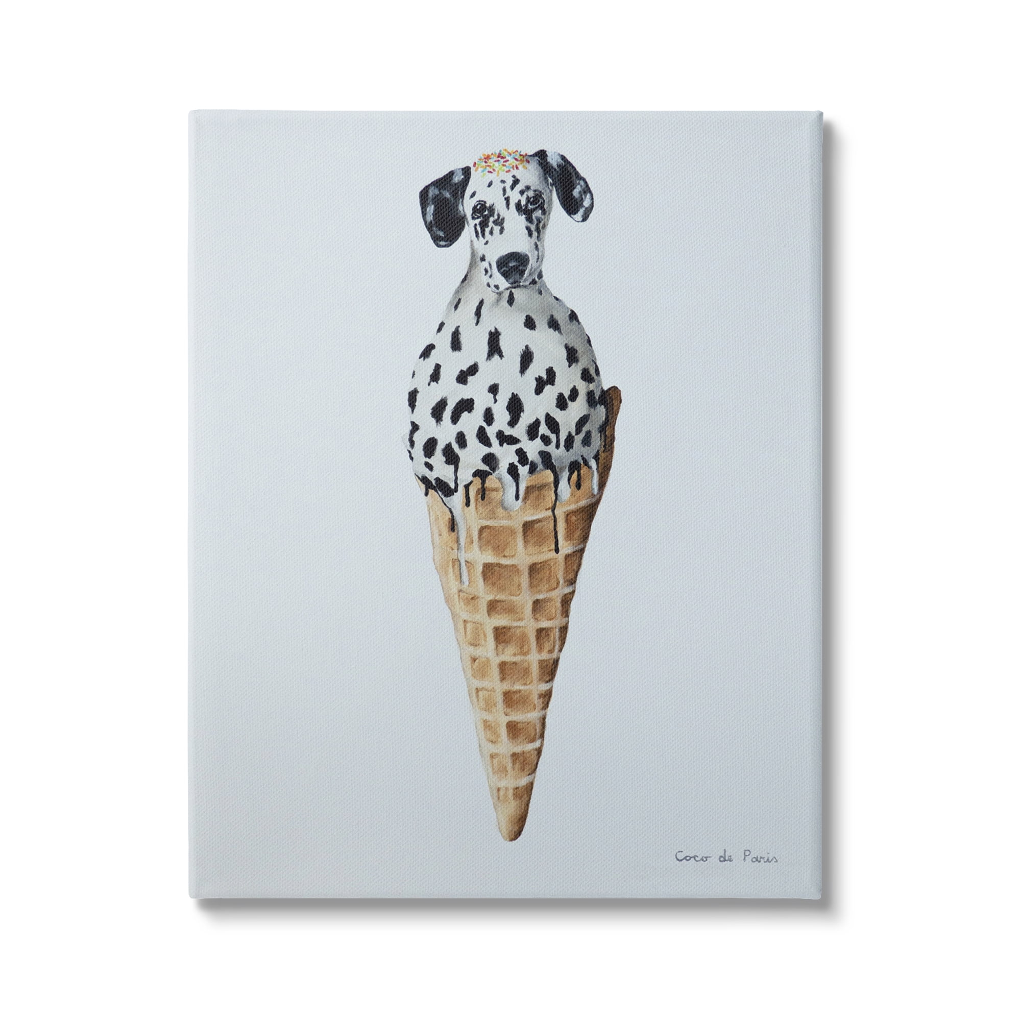 Stupell Industries Dalmation Dog Ice Cream Scoop Waffle Cone , 36 x 48, Design by Coco de Paris