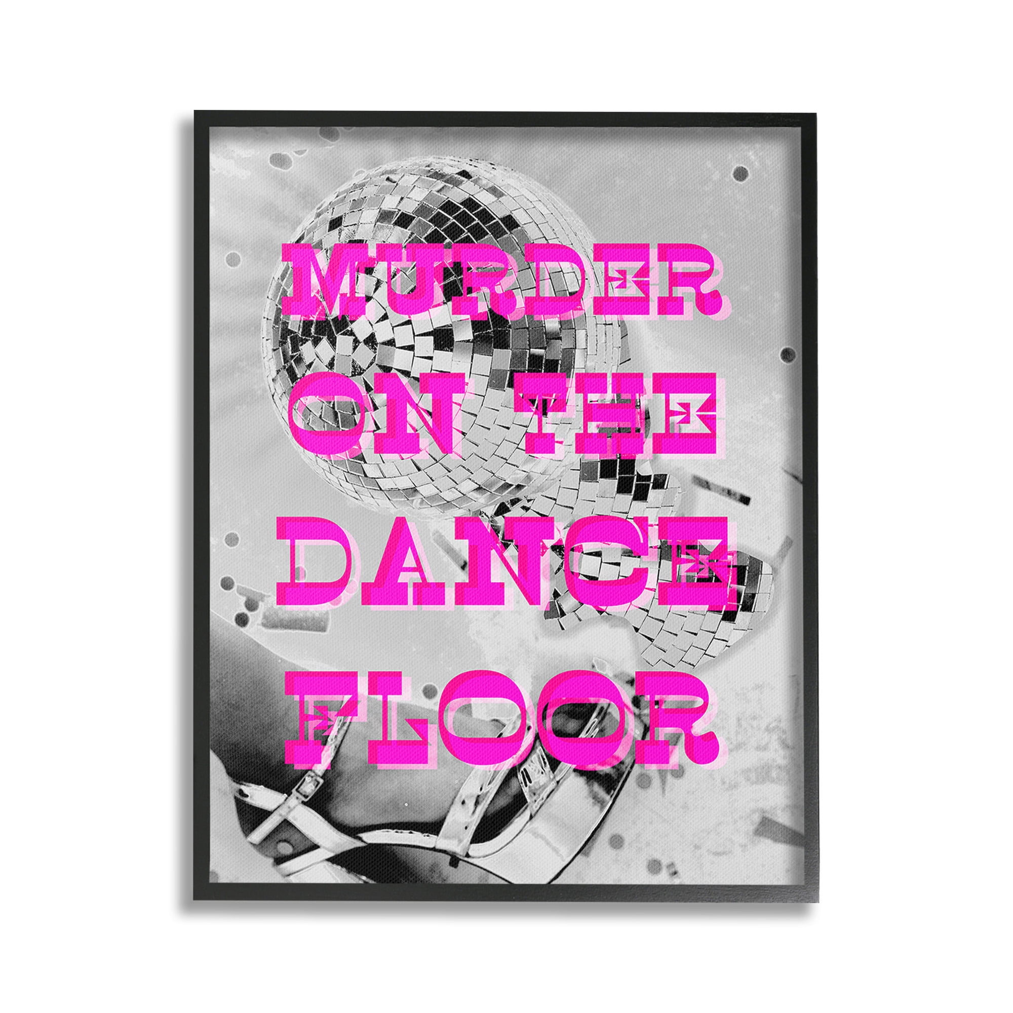 Stupell Industries Dance Floor Phrase Novelty Painting Black Framed Art Print Wall Art, 16 x 20