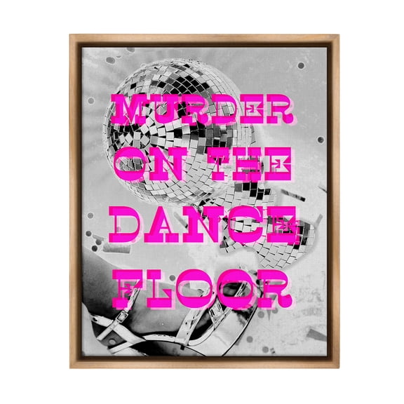 Stupell Industries Dance Floor Phrase Novelty Painting Brown Floater Framed Canvas Art Print Wall Art, 17 x 21