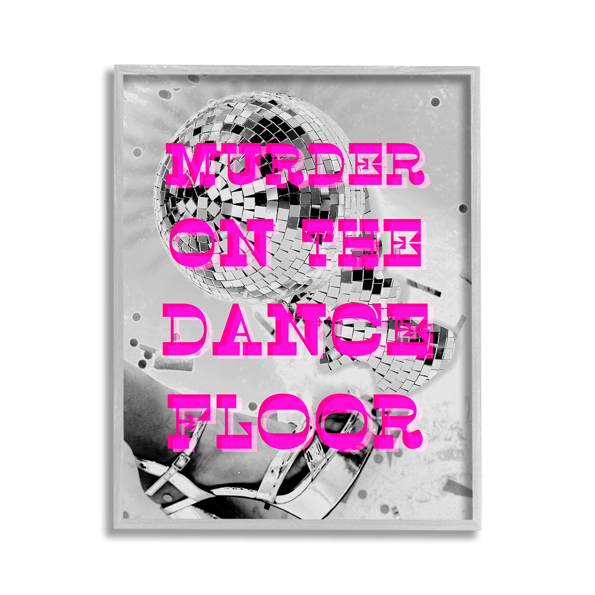 Stupell Industries Dance Floor Phrase Novelty Painting Gray Framed Art Print Wall Art, 11 x 14