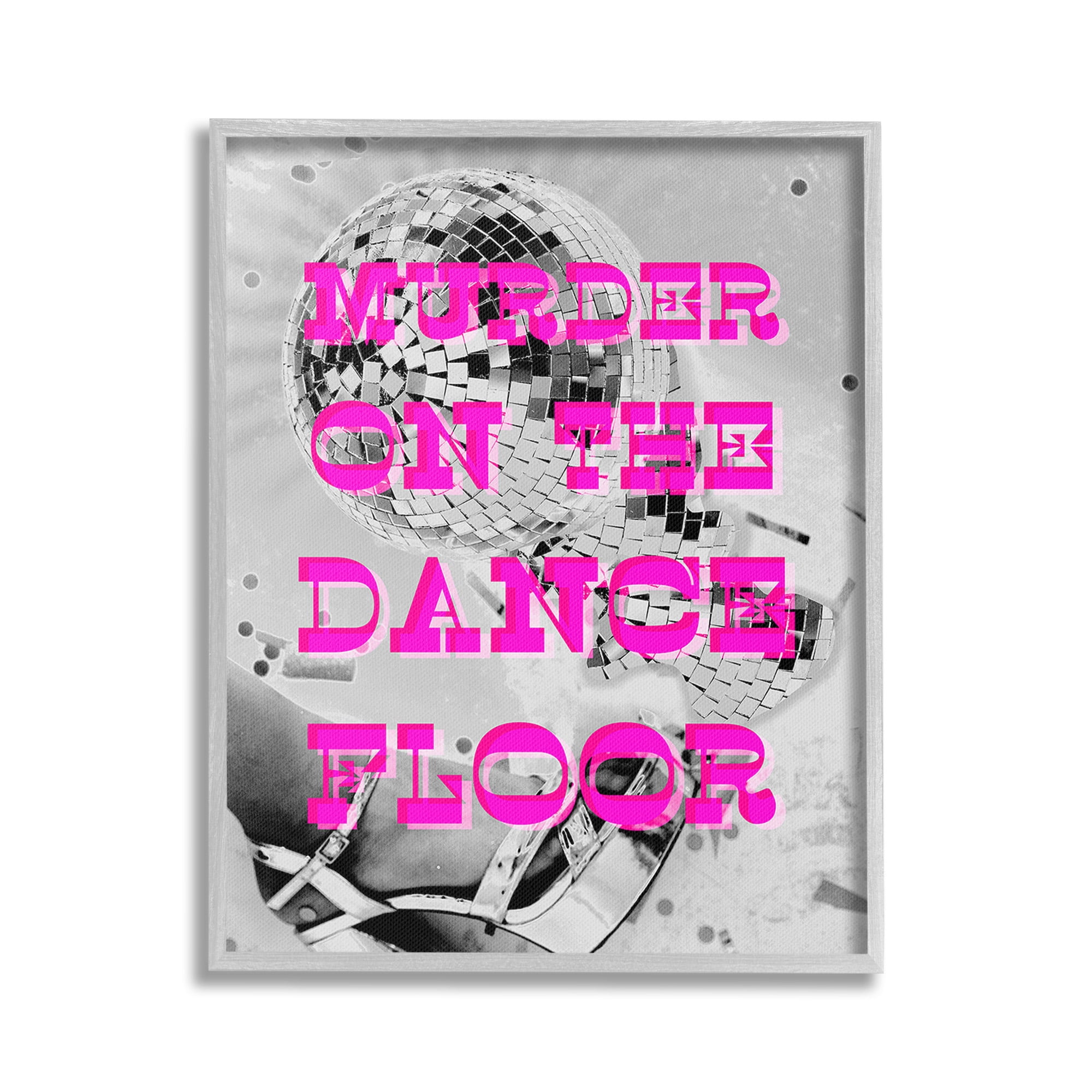Stupell Industries Dance Floor Phrase Novelty Painting Gray Framed Art Print Wall Art, 16 x 20