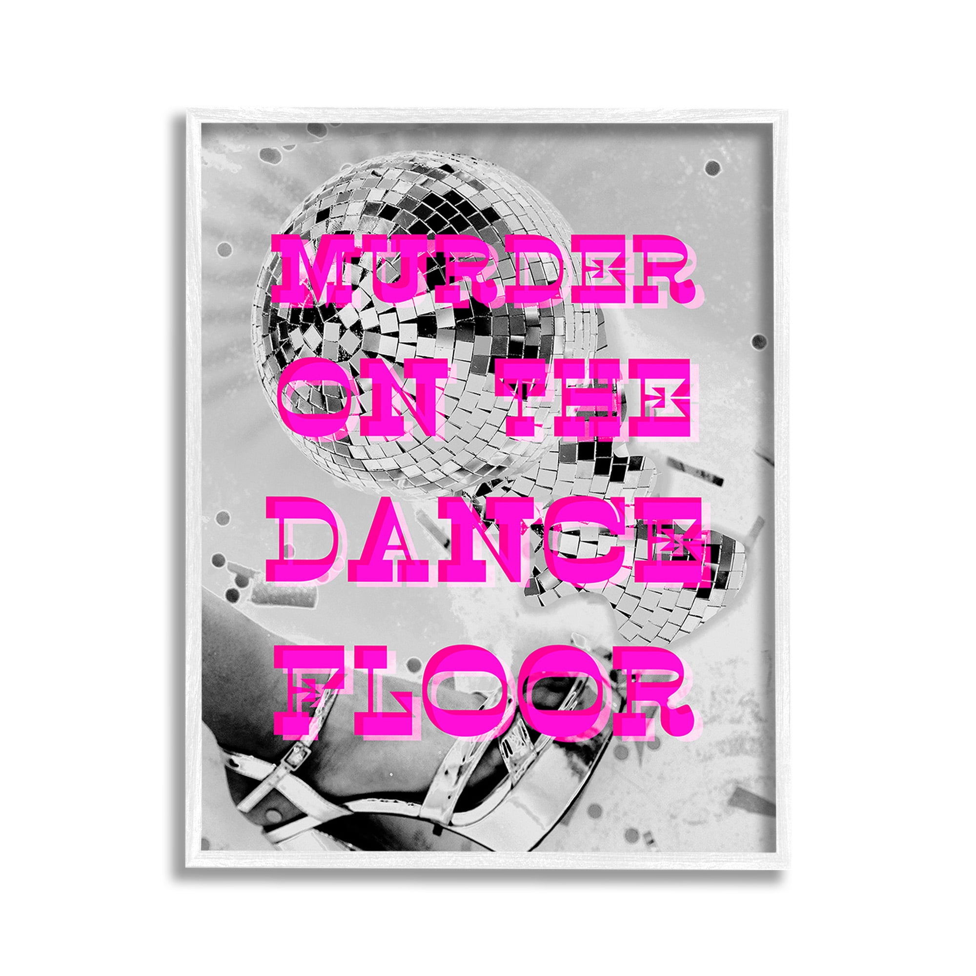Stupell Industries Dance Floor Phrase Novelty Painting White Framed Art Print Wall Art, 11 x 14