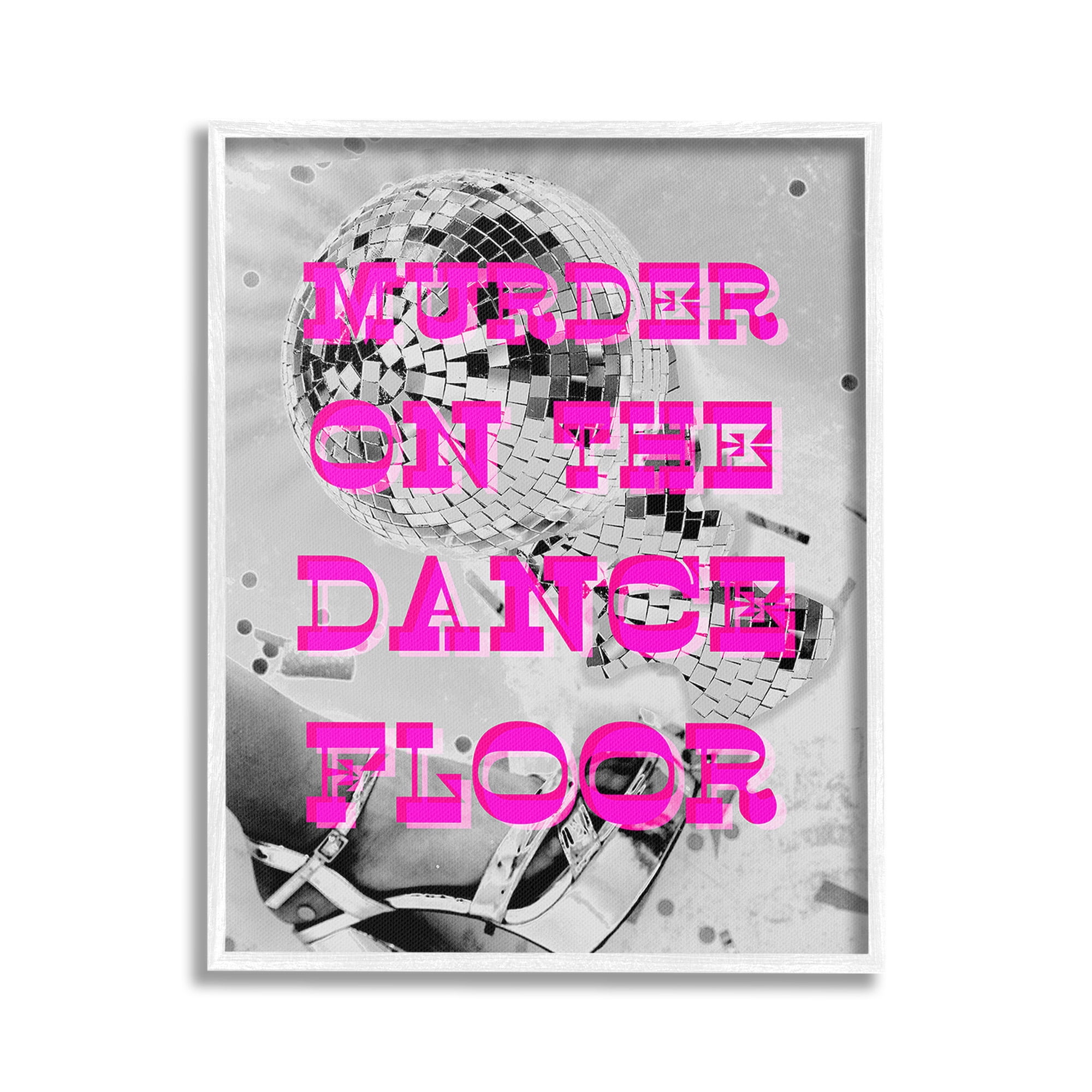 Stupell Industries Dance Floor Phrase Novelty Painting White Framed Art Print Wall Art, 16 x 20