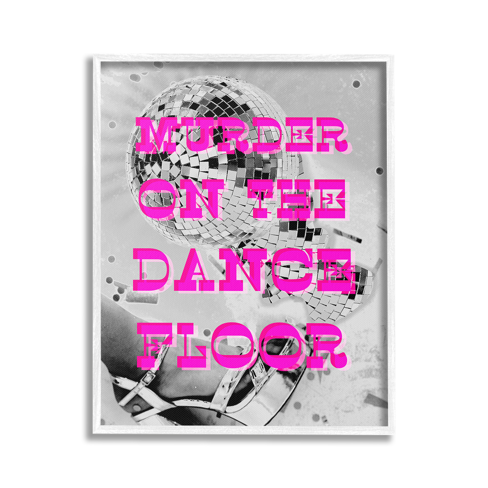 Stupell Industries Dance Floor Phrase Novelty Painting White Framed Art Print Wall Art, 24 x 30