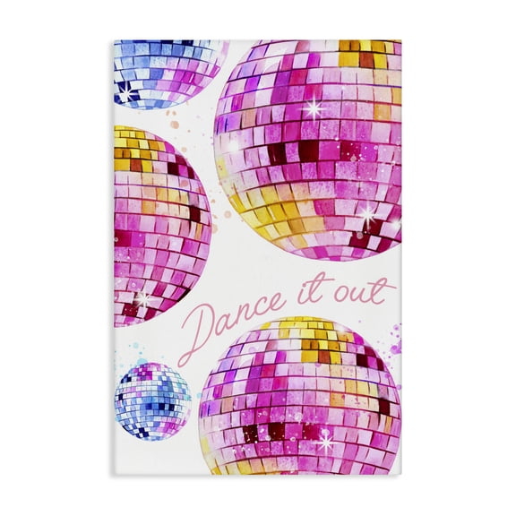 Stupell Industries Dance It Out Disco Balls Typography Painting Gallery Wrapped Canvas Art Print Wall Art, 24 x 36
