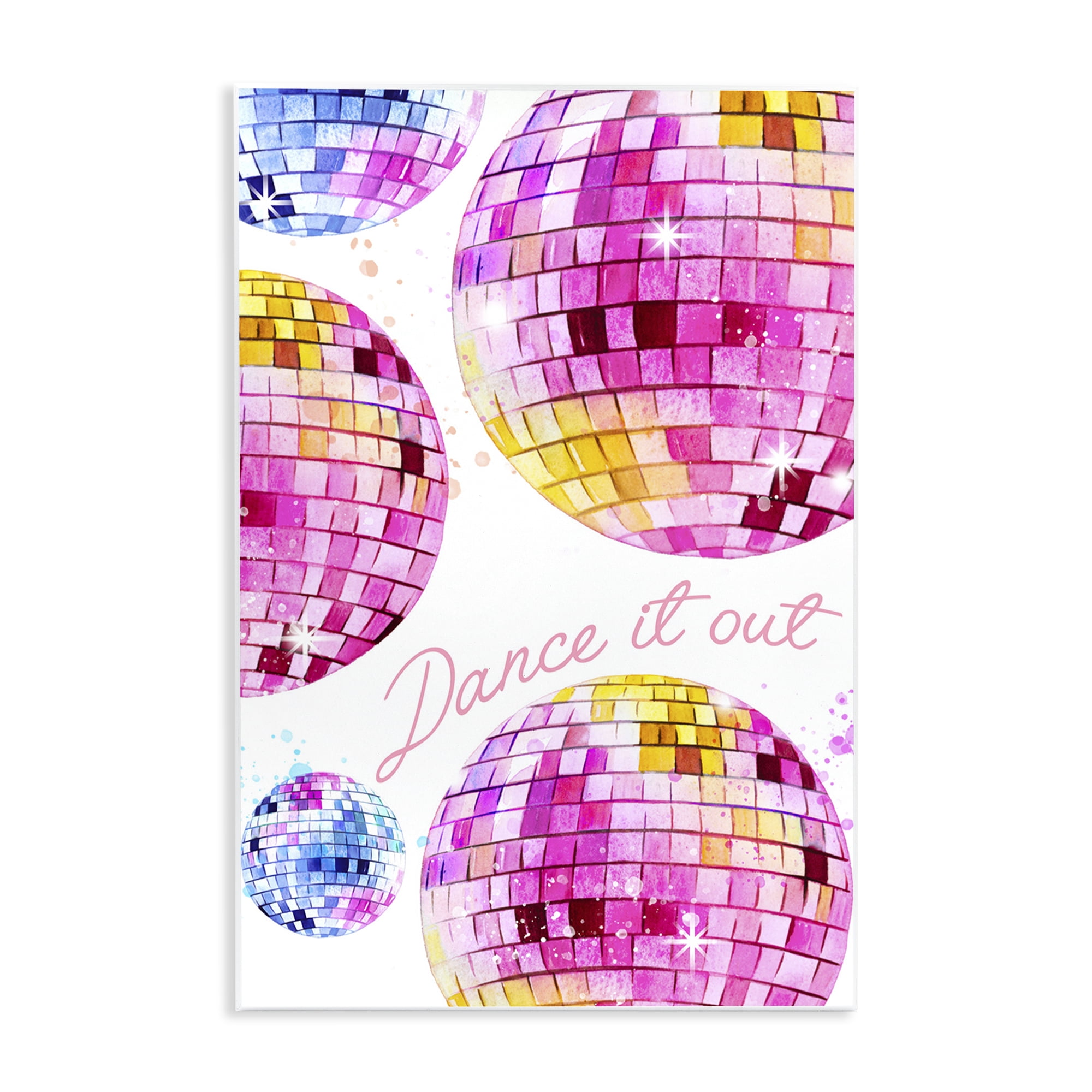Stupell Industries Dance It Out Disco Balls Typography Painting Unframed Art Print Wall Art, 13 x 19