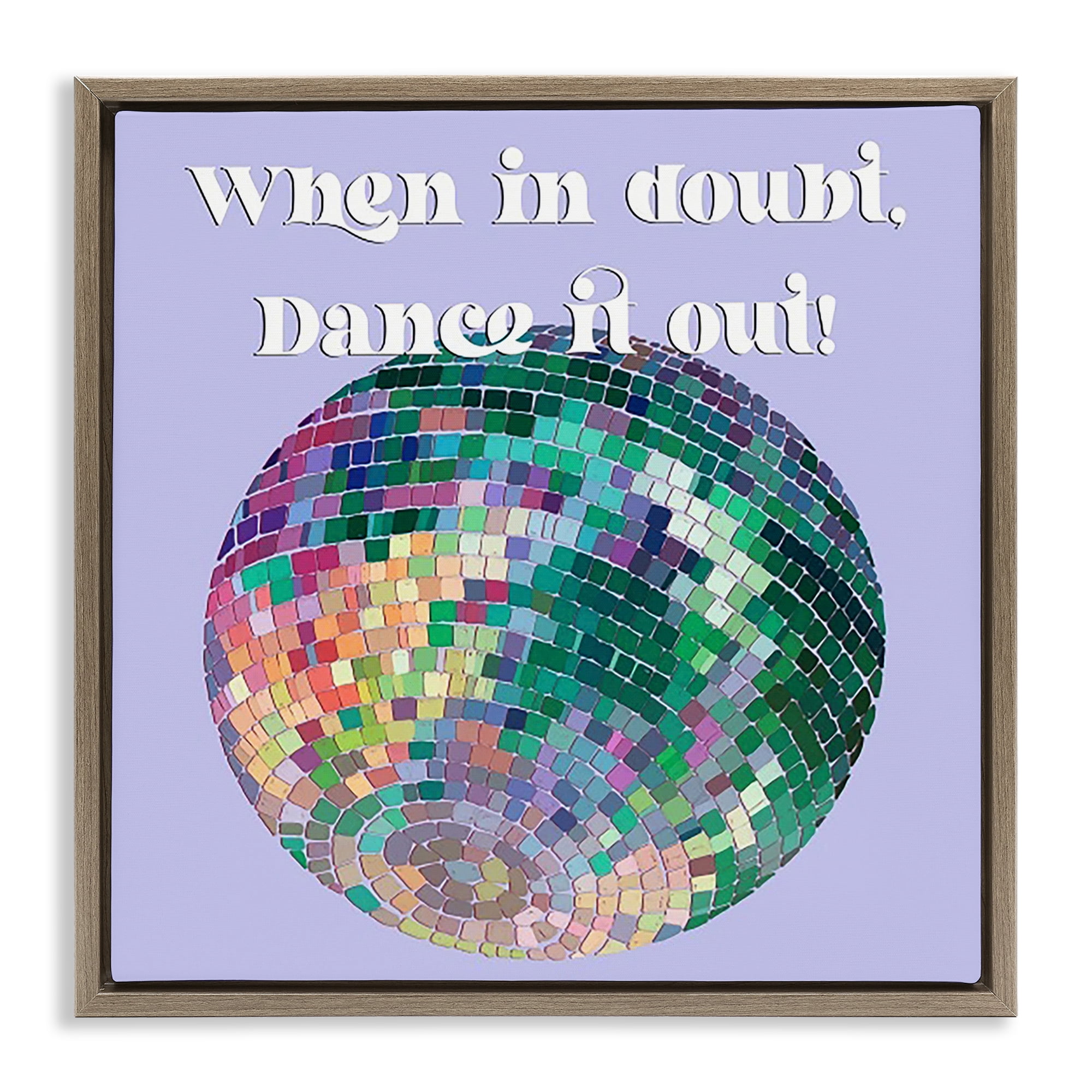 Stupell Industries Dance It Out Phrase Novelty & Humor Painting Brown Floater Framed Canvas Art Print Wall Art, 18 x 18