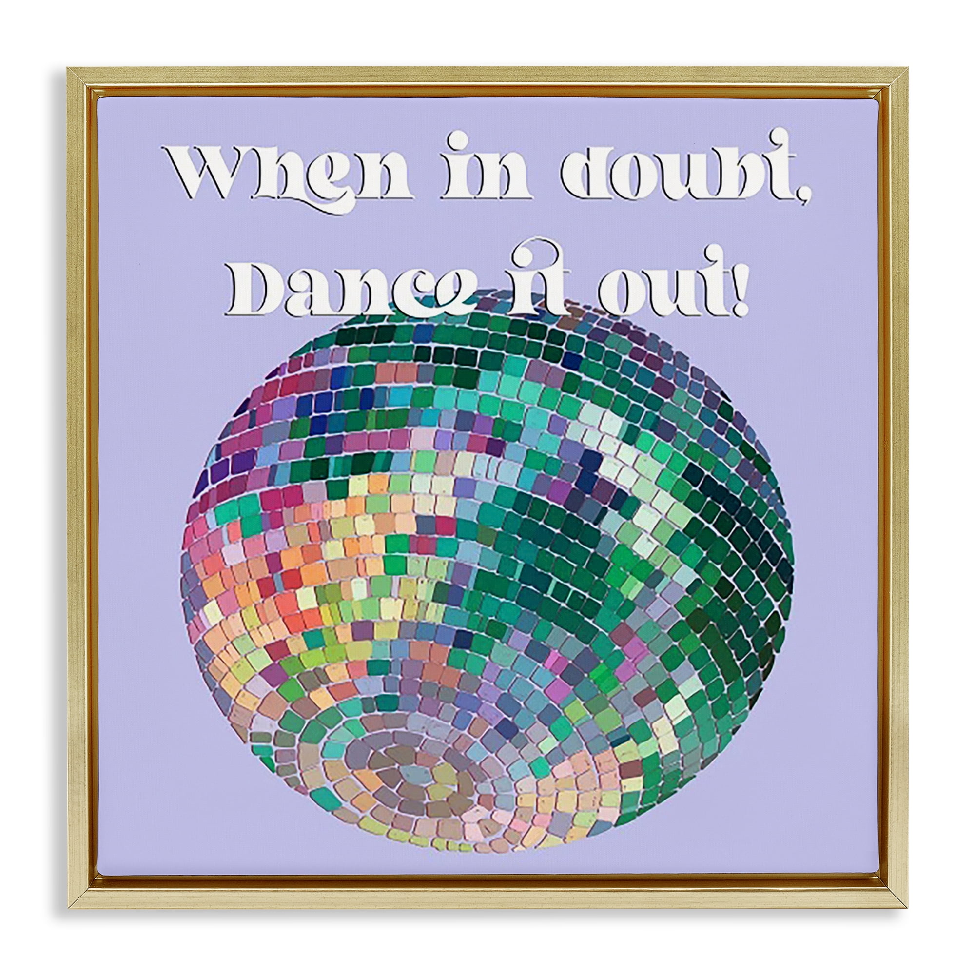Stupell Industries Dance It Out Phrase Novelty & Humor Painting Gold Floater Framed Canvas Art Print Wall Art, 18 x 18