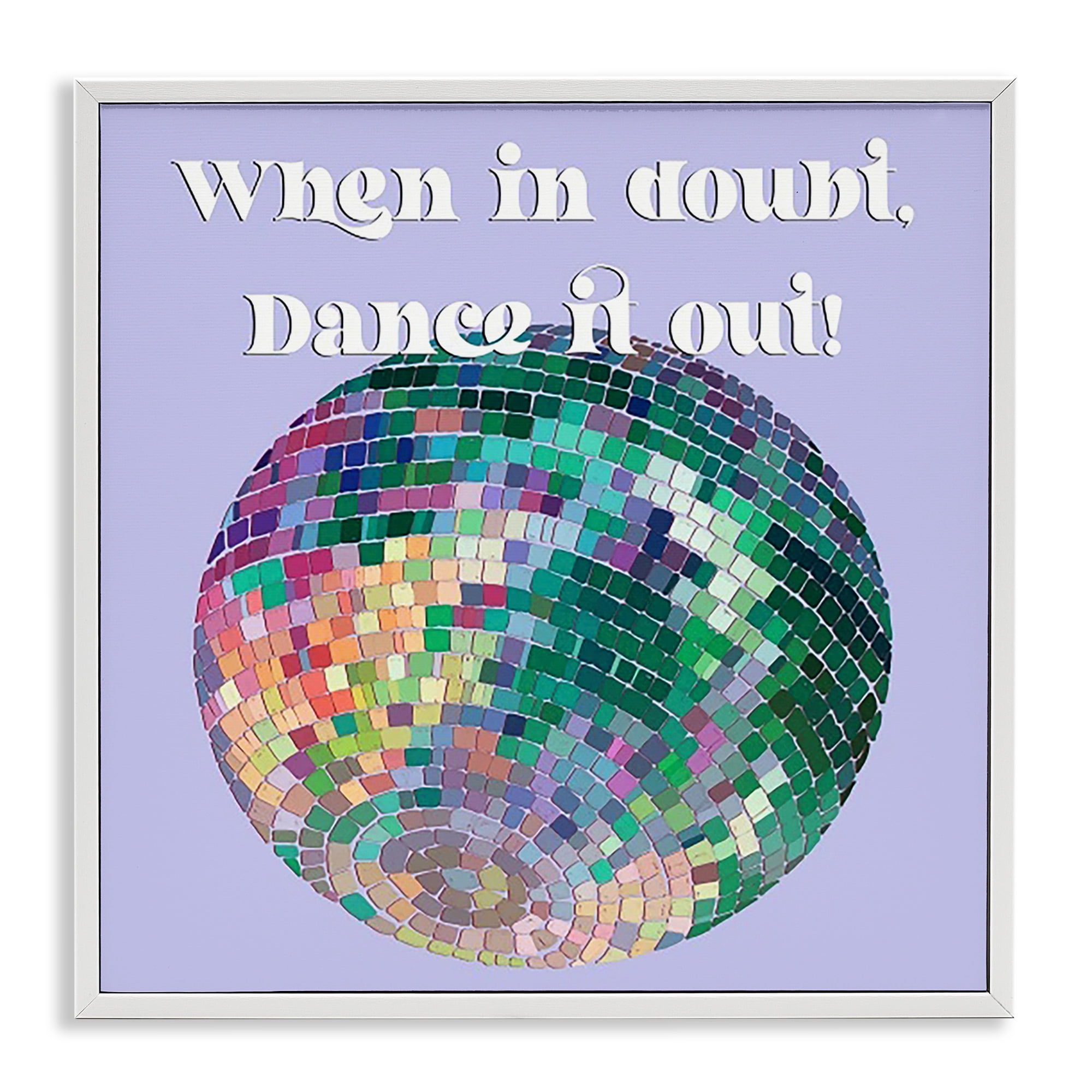 Stupell Industries Dance It Out Phrase Novelty & Humor Painting White Framed Art Print Wall Art, 12 x 12