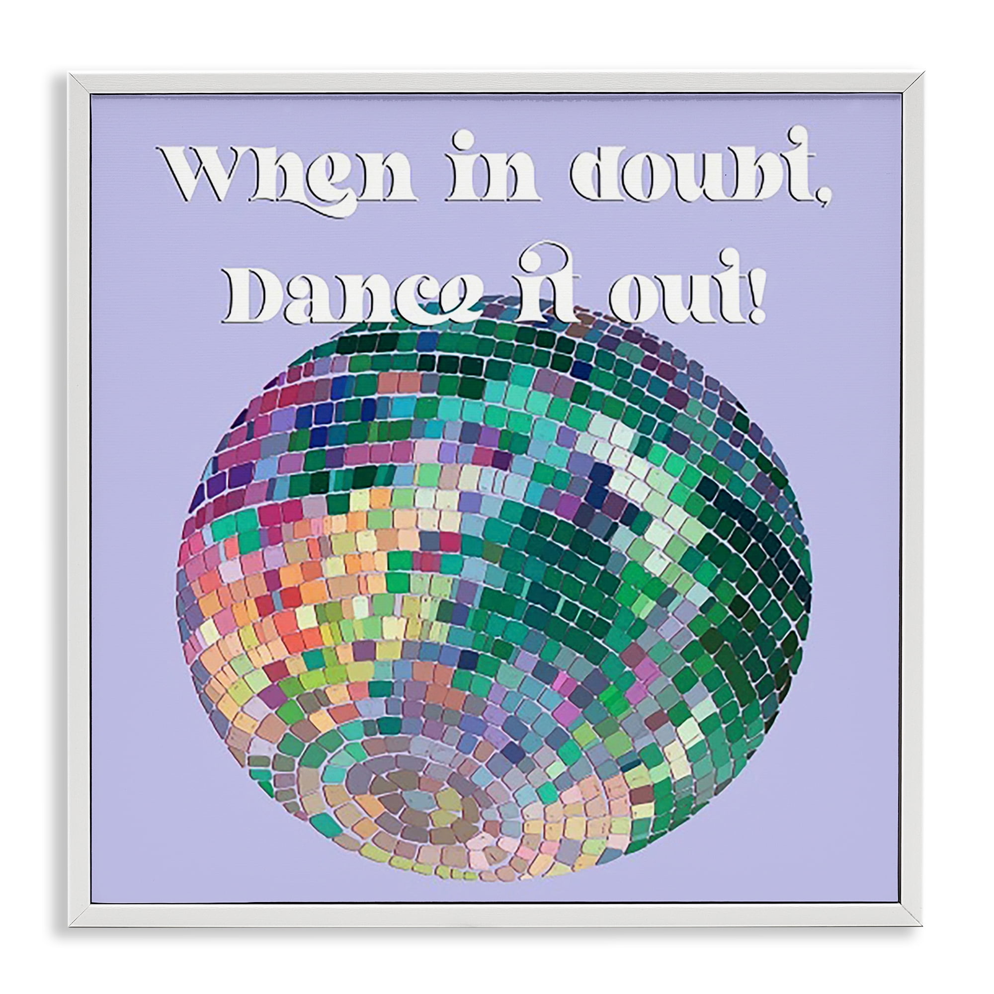 Stupell Industries Dance It Out Phrase Novelty & Humor Painting White Framed Art Print Wall Art, 24 x 24