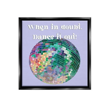 Stupell Industries Dance It Out Phrase Typography Painting Black Floater Framed Canvas Art Print Wall Art, 18 x 18
