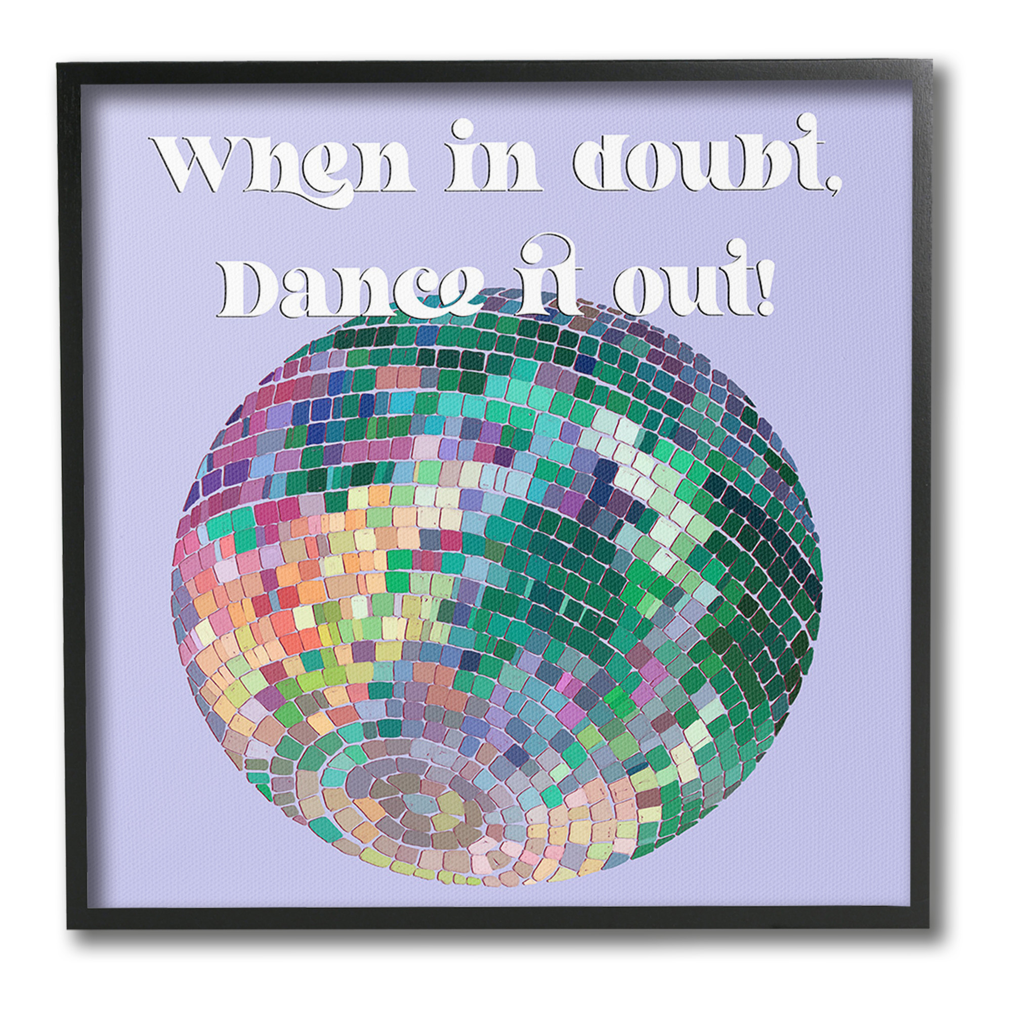 Stupell Industries Dance It Out Phrase Typography Painting Black Framed Art Print Wall Art, 12 x 12