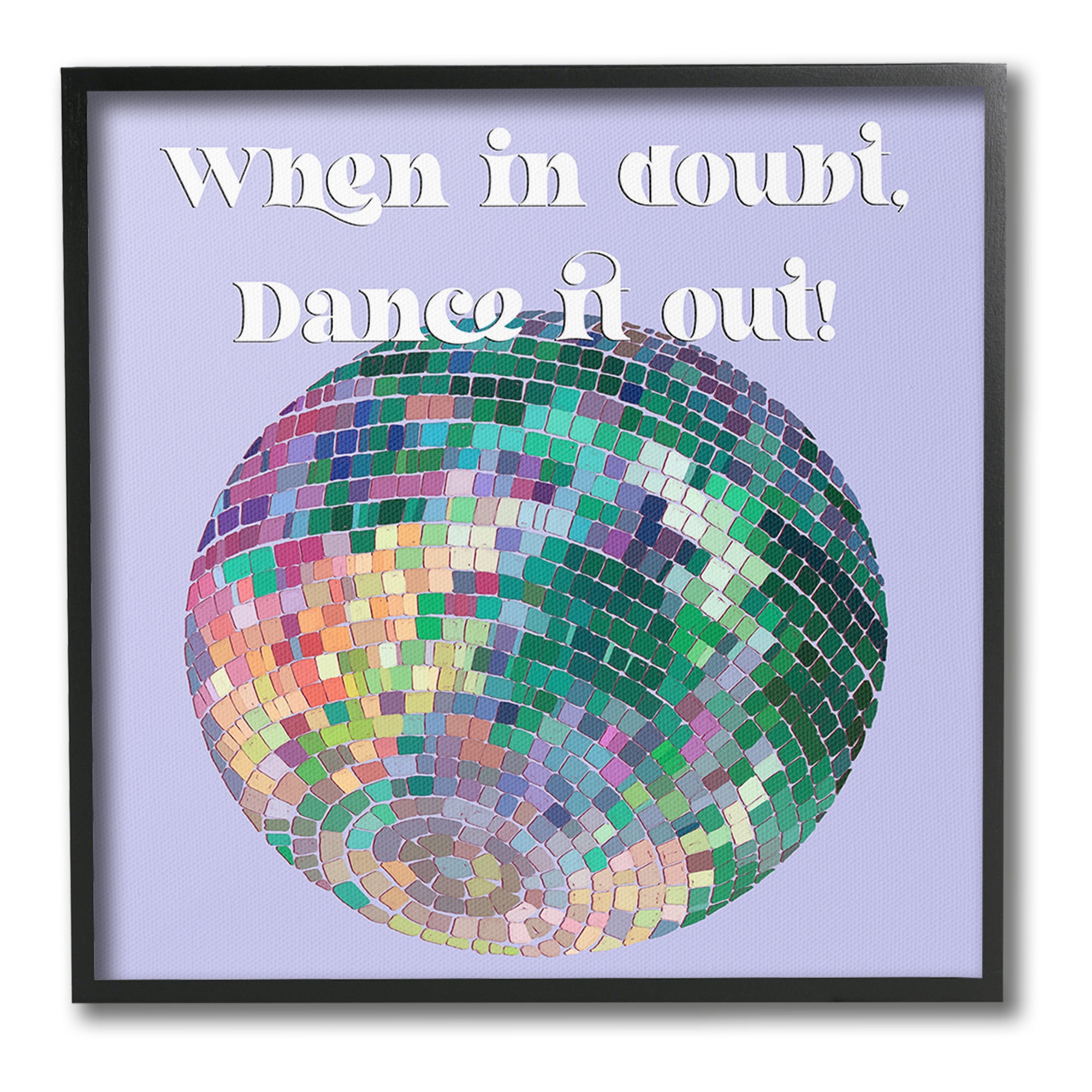 Stupell Industries Dance It Out Phrase Typography Painting Black Framed Art Print Wall Art, 17 x 17