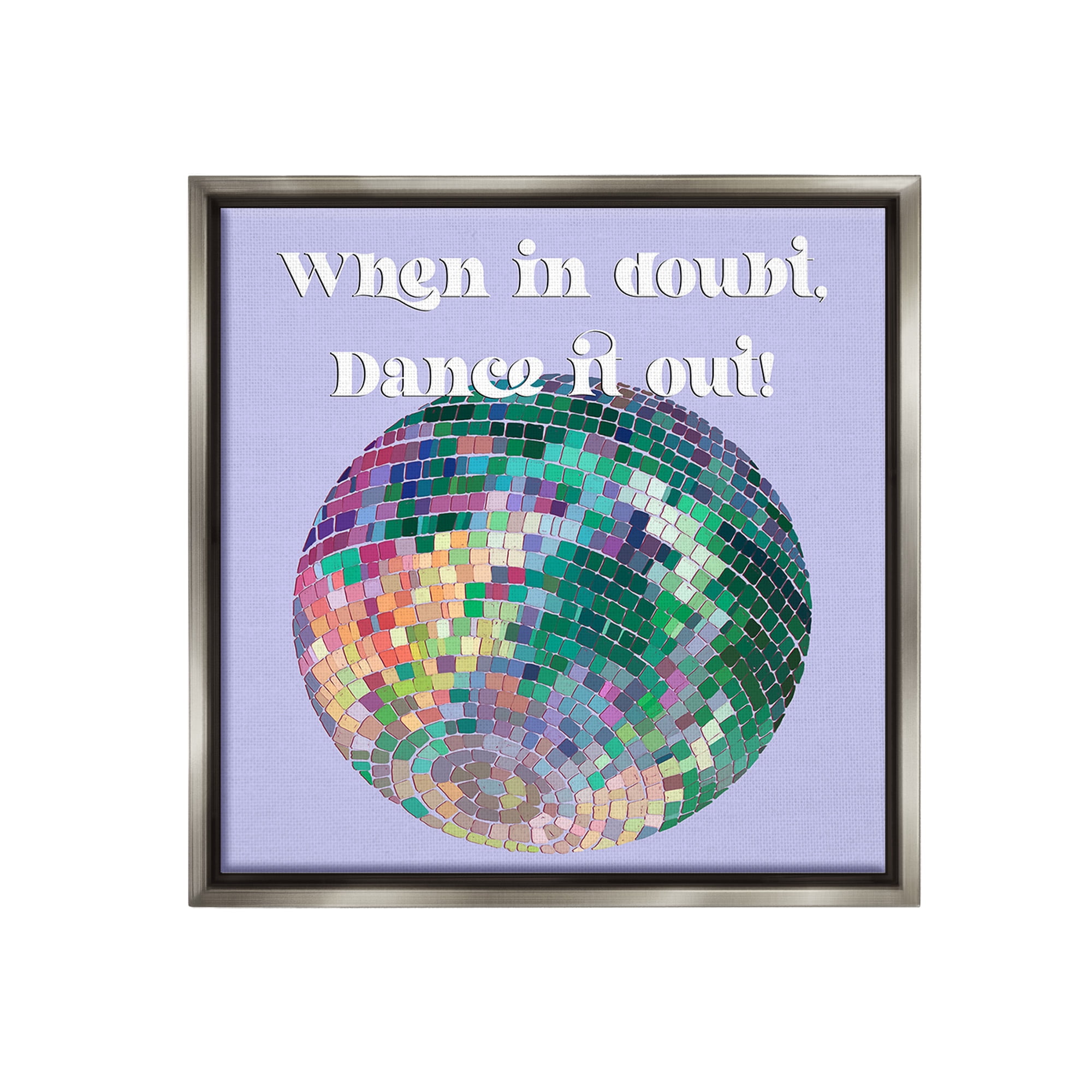 Stupell Industries Dance It Out Phrase Typography Painting Gray Floater Framed Canvas Art Print Wall Art, 18 x 18