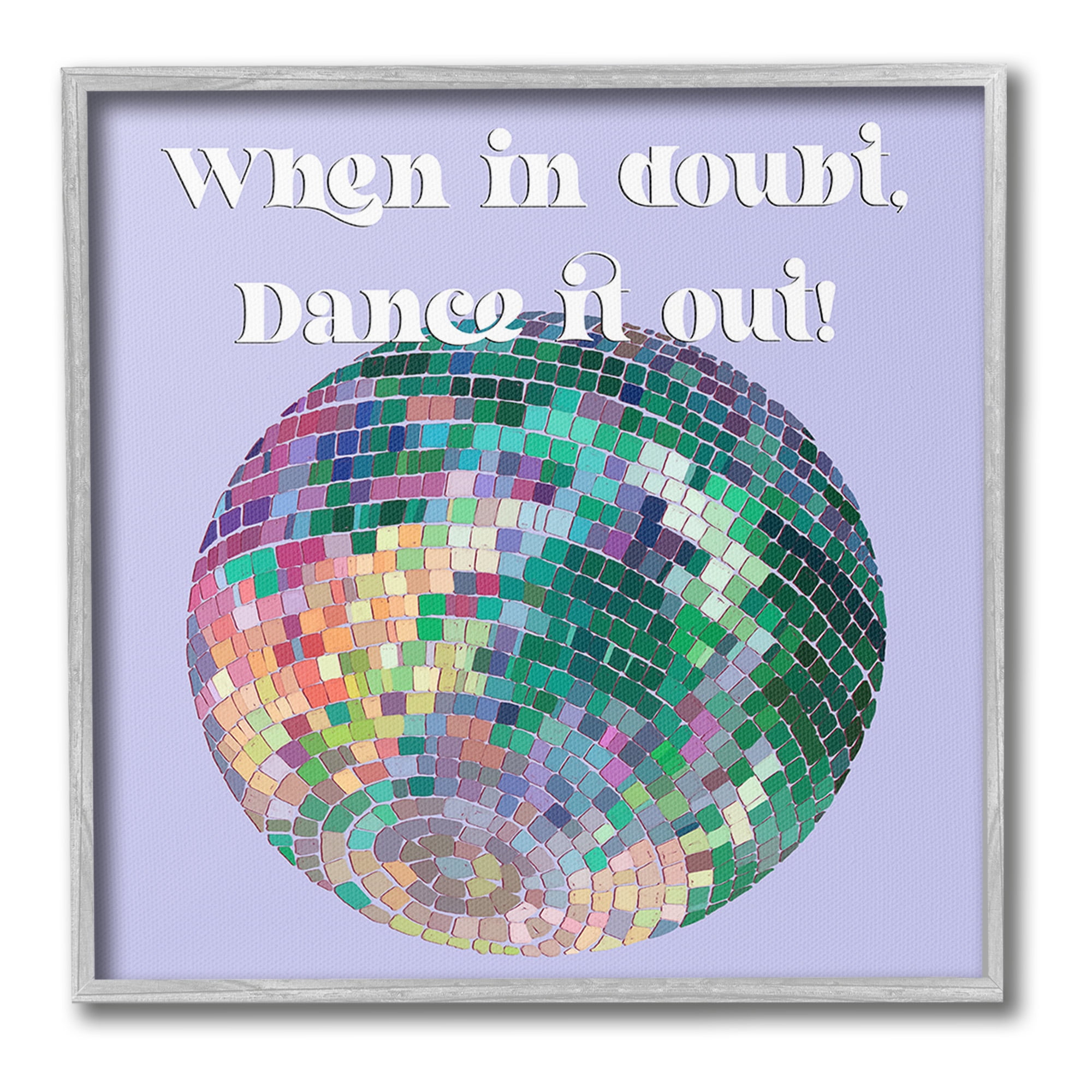Stupell Industries Dance It Out Phrase Typography Painting Gray Framed Art Print Wall Art, 24 x 24