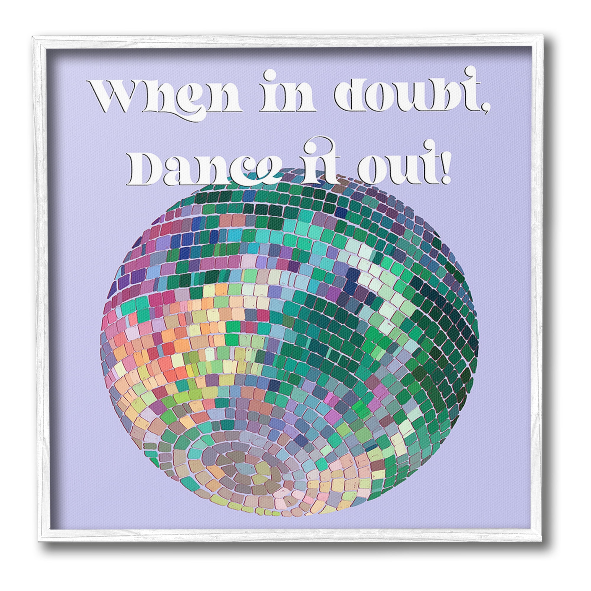 Stupell Industries Dance It Out Phrase Typography Painting White Framed Art Print Wall Art, 12 x 12