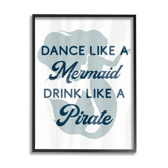 Stupell Industries Dance Like A Mermaid Phrase Graphic Art Black Framed Art Print Wall Art, Design by Lil' Rue