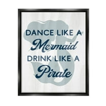 Stupell Industries Dance Like A Mermaid Phrase Graphic Art Jet Black Floating Framed Canvas Print Wall Art, Design by Lil' Rue