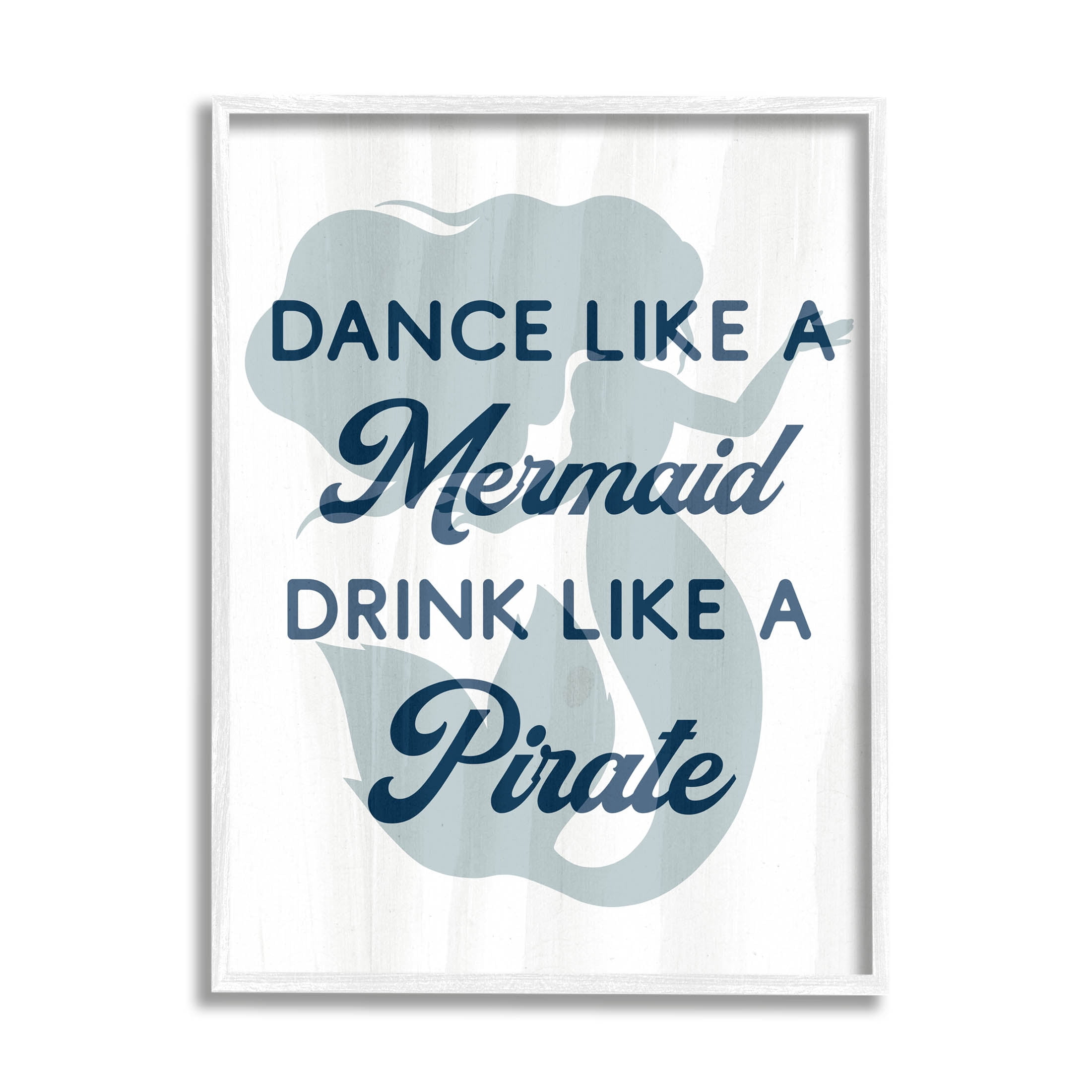 Stupell Industries Dance Like A Mermaid Phrase Graphic Art White Framed Art Print Wall Art, Design by Lil' Rue