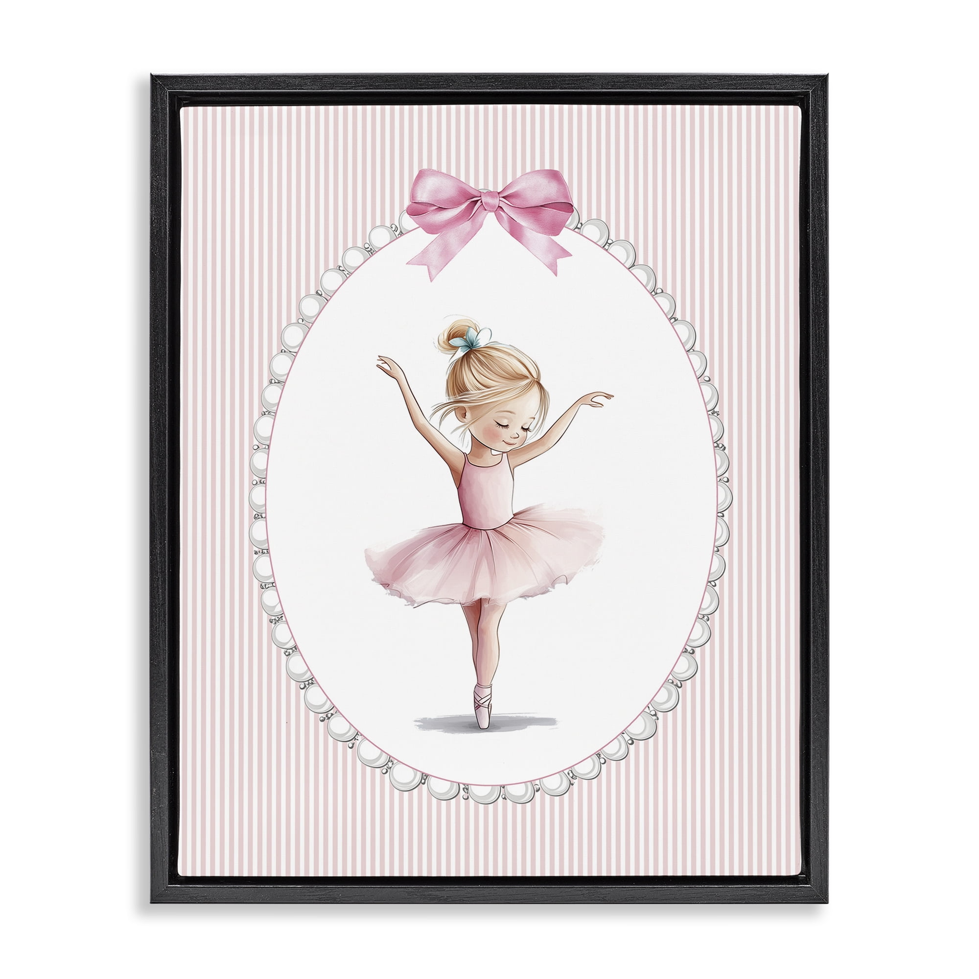 Stupell Industries Dance Pink Ballerina Black Framed Floater Canvas Wall Art, design by Christine Simpson Art