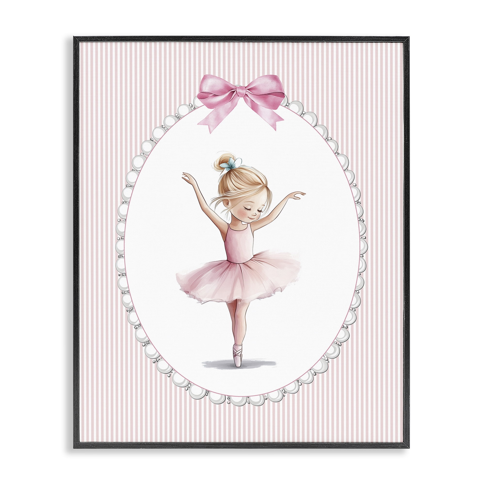 Stupell Industries Dance Pink Ballerina Black Framed Giclee Art, design by Christine Simpson Art