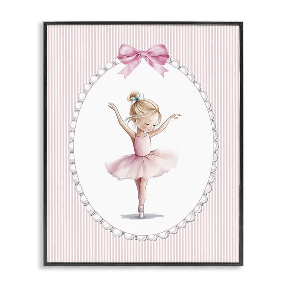 Stupell Industries Cottage Dance Pink Ballerina Black Framed Giclee Art, 11 x 14, by Christine Simpson Art