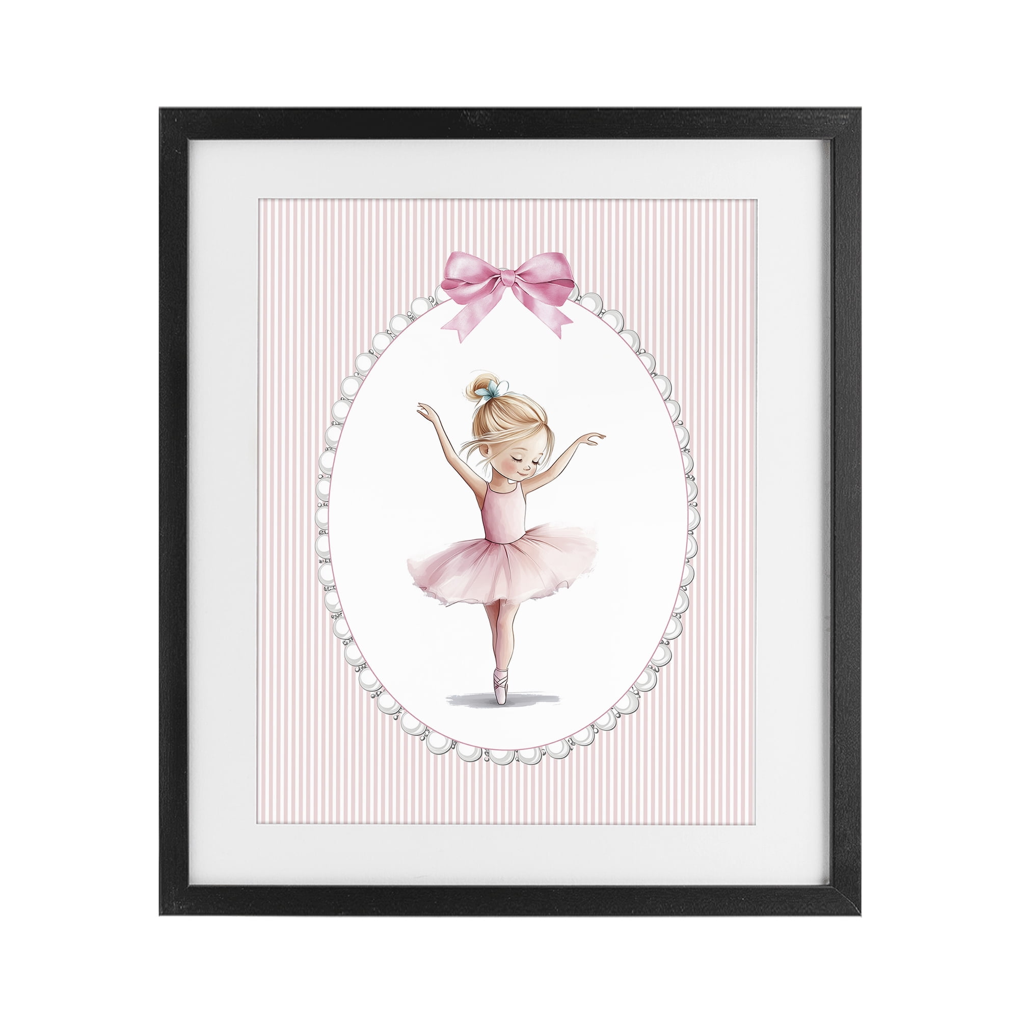 Stupell Industries Dance Pink Ballerina Black Framed Print Under Glass, design by Christine Simpson Art