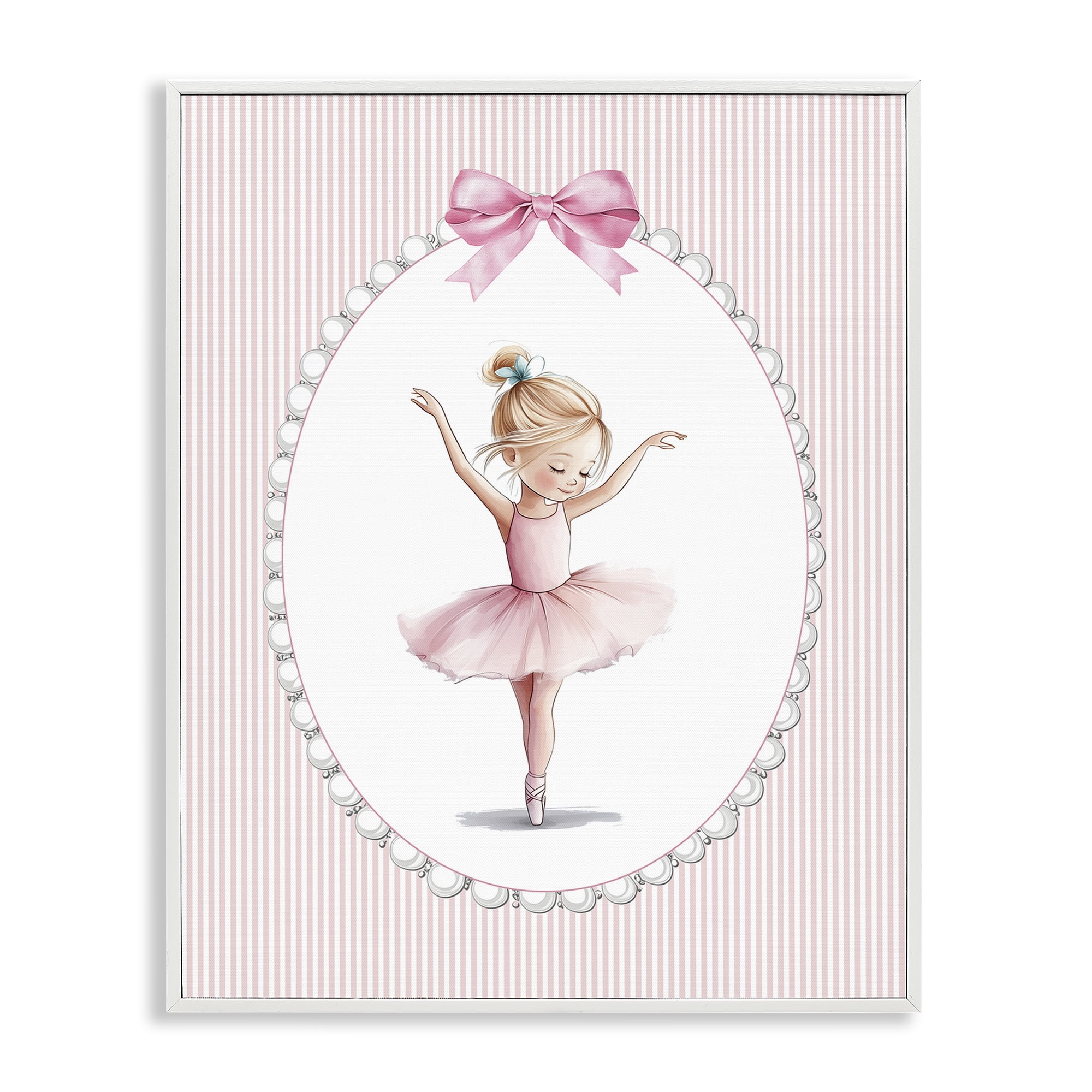 Stupell Industries Dance Pink Ballerina White Framed Giclee Art, design by Christine Simpson Art