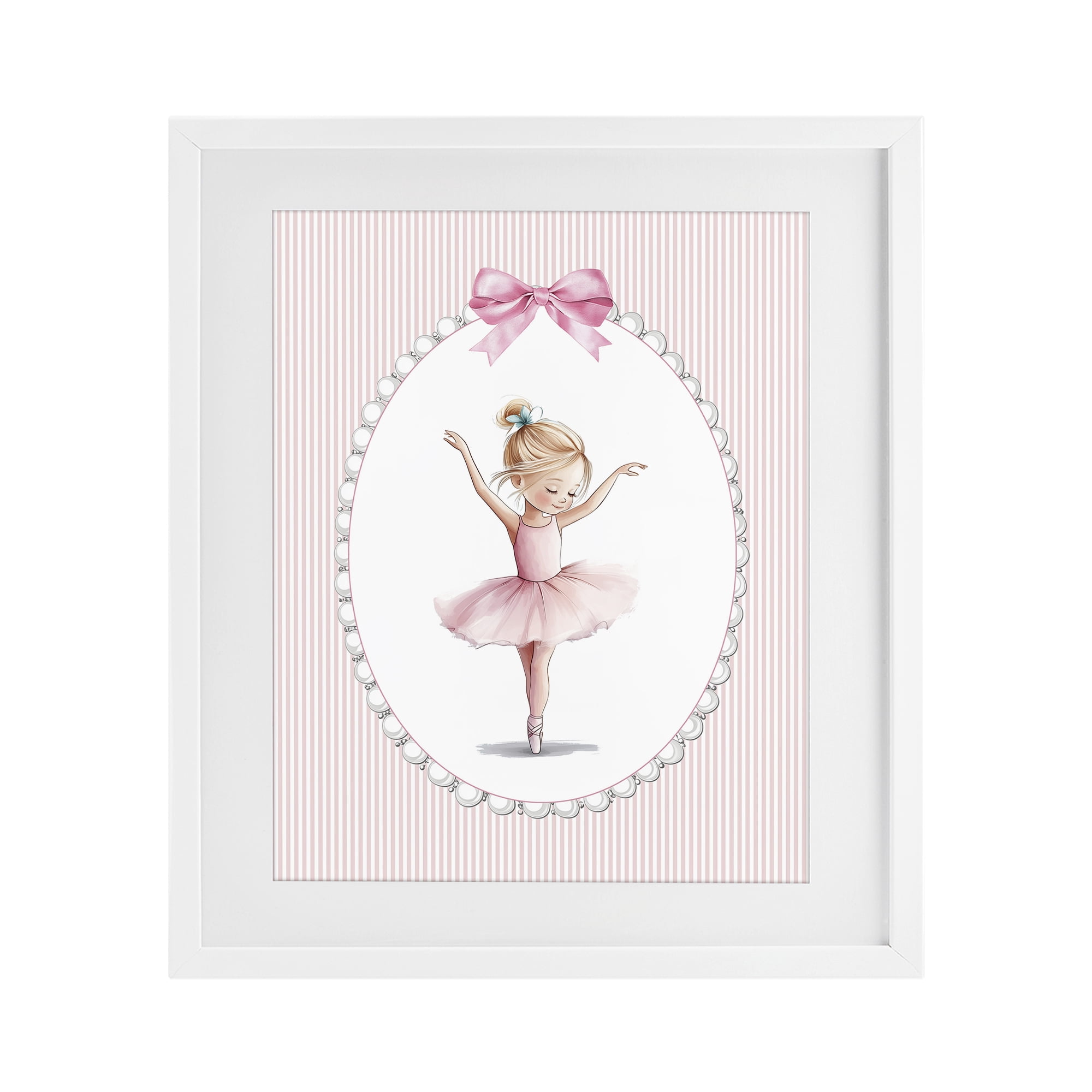 Stupell Industries Dance Pink Ballerina White Framed Print Under Glass, design by Christine Simpson Art