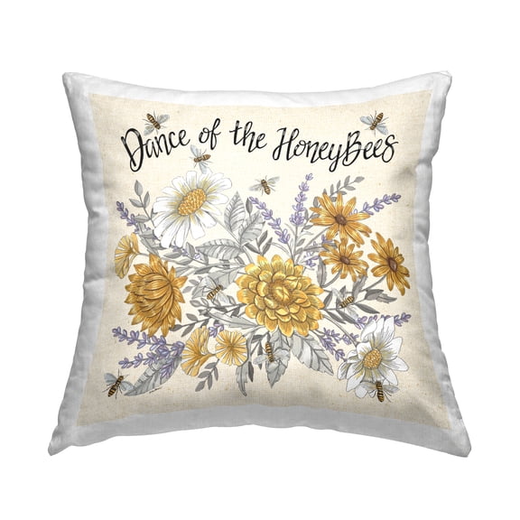 Stupell Industries Dance of Honeybees Decorative Printed Throw Pillow Design by Deb Strain.