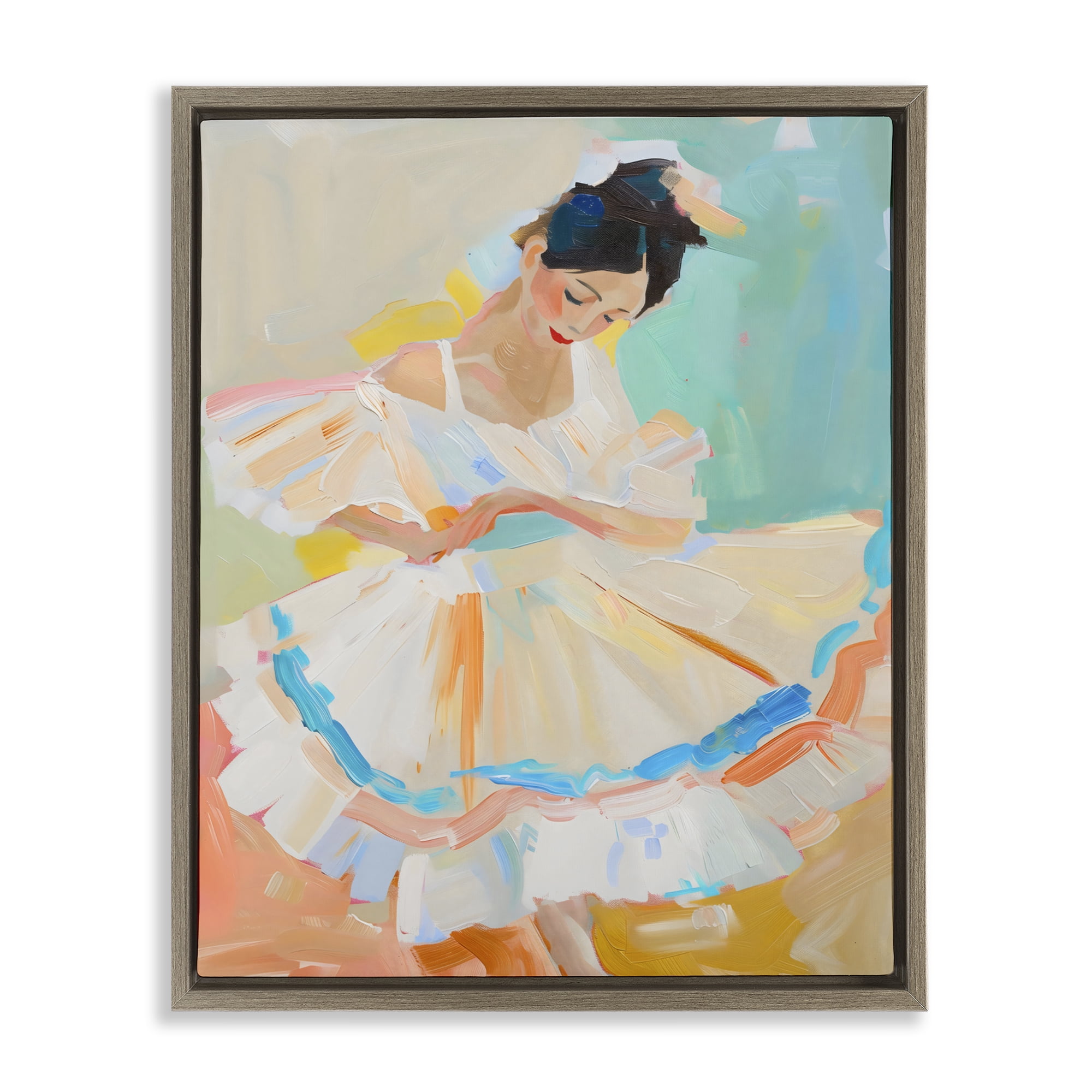 Stupell Industries Dancer with Flowing Dress Brown Framed Floater Canvas Wall Art, design by The Prints Vibe