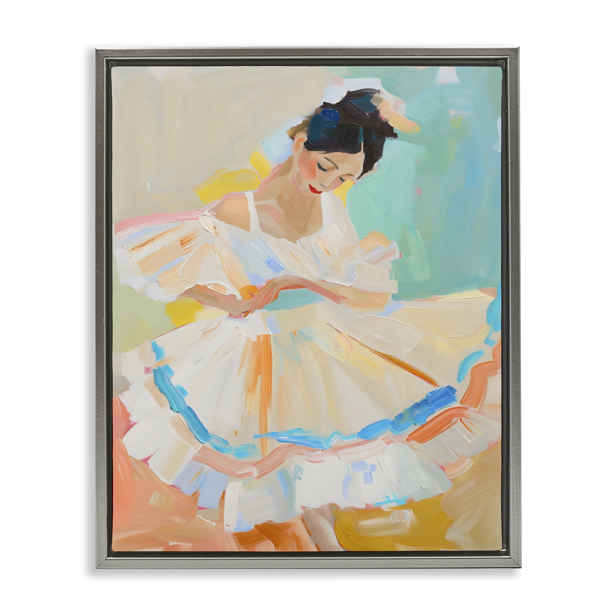 Stupell Industries Dancer with Flowing Dress Gray Framed Floater Canvas Wall Art, design by The Prints Vibe