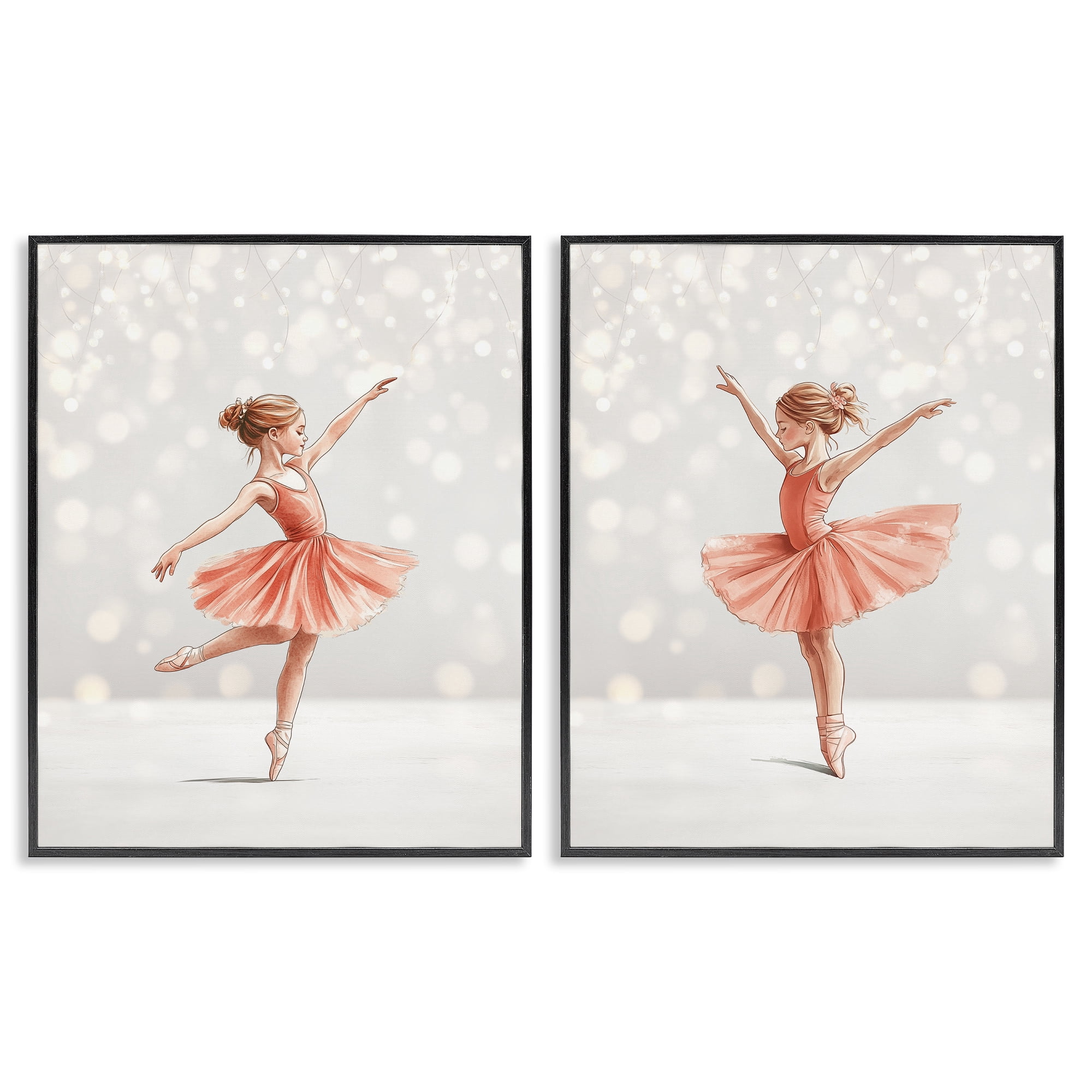 Stupell Industries Dancers In The Light 2 Piece Black Framed Giclee Art Set, design by Christine Simpson Art