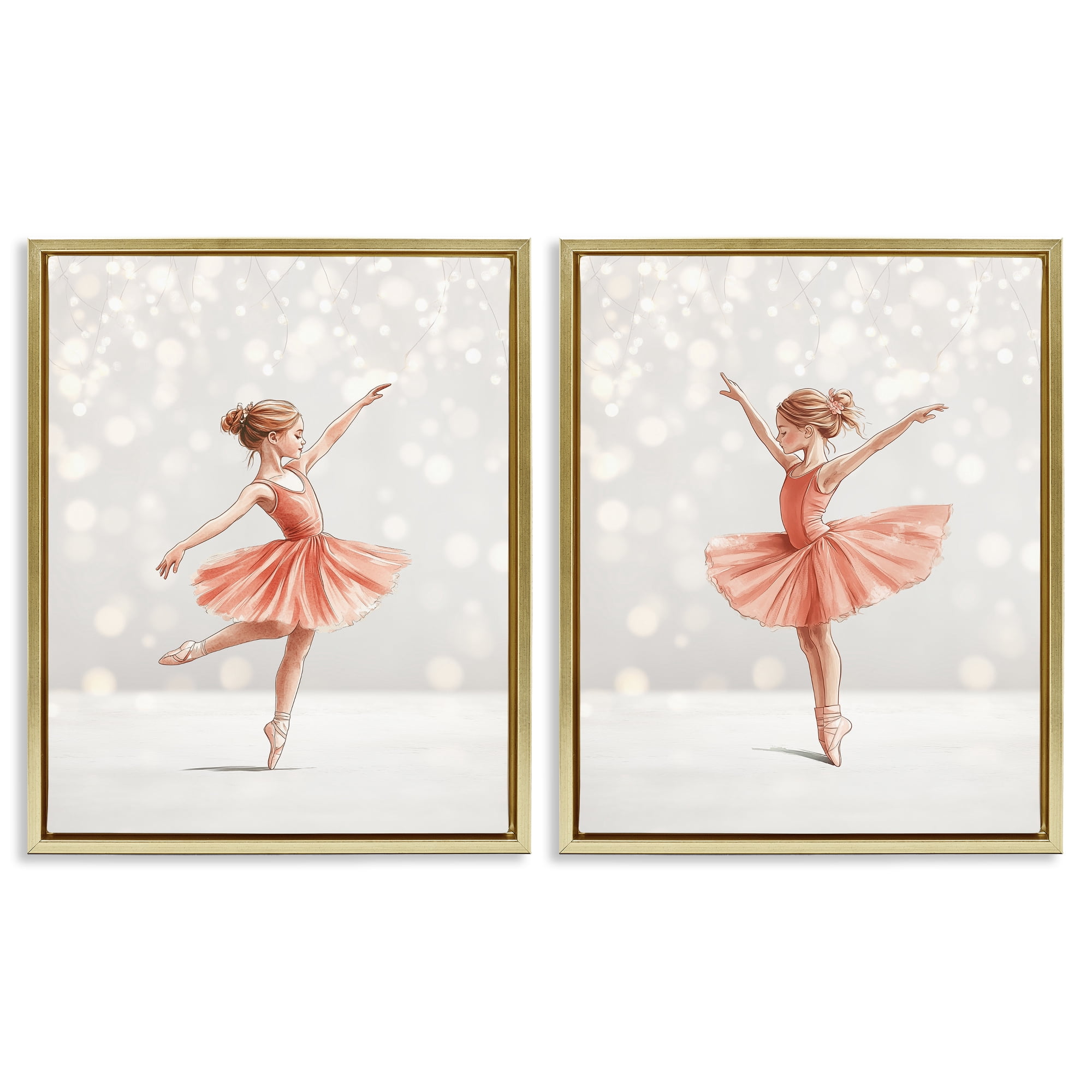 Stupell Industries Dancers In The Light 2 Piece Gold Framed Floater Canvas Set, design by Christine Simpson Art