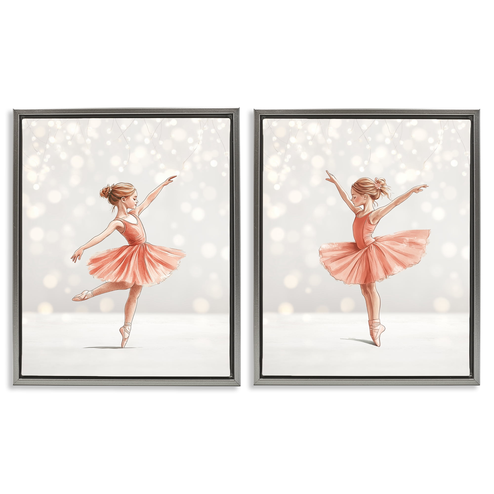 Stupell Industries Dancers In The Light 2 Piece Gray Framed Floater Canvas Set, design by Christine Simpson Art