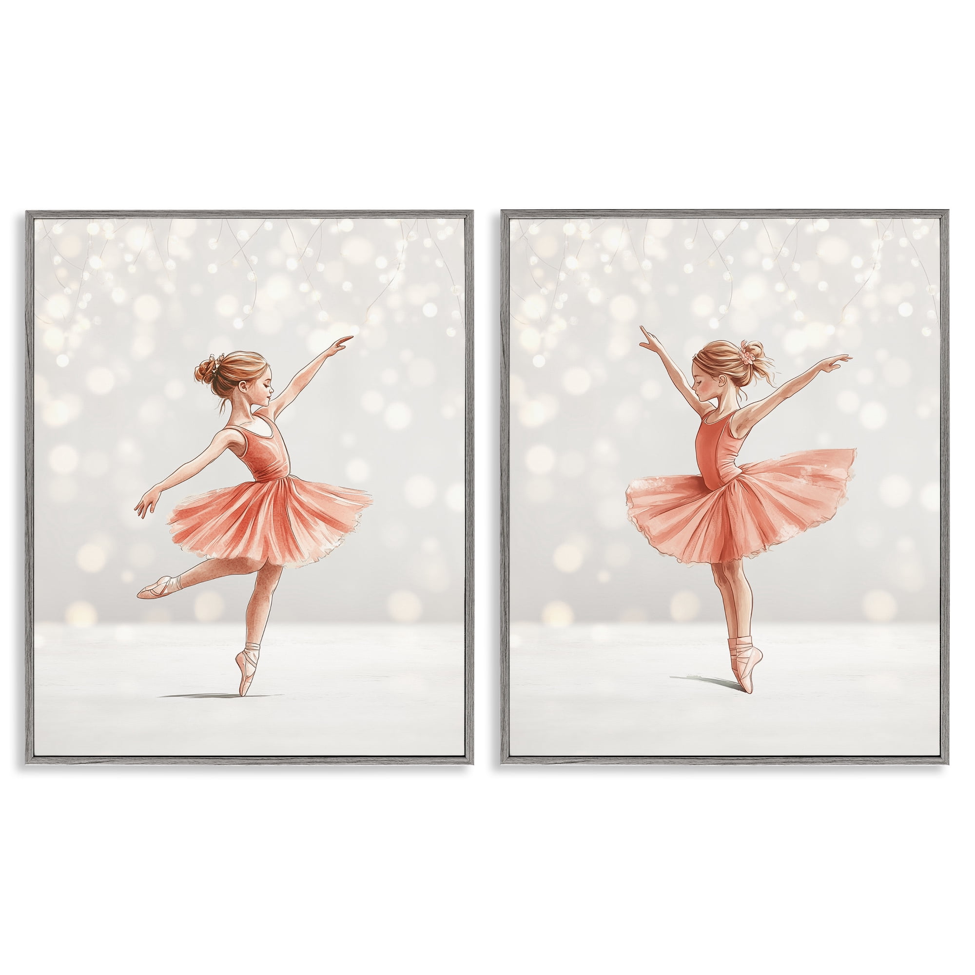 Stupell Industries Dancers In The Light 2 Piece Gray Framed Giclee Art Set, design by Christine Simpson Art