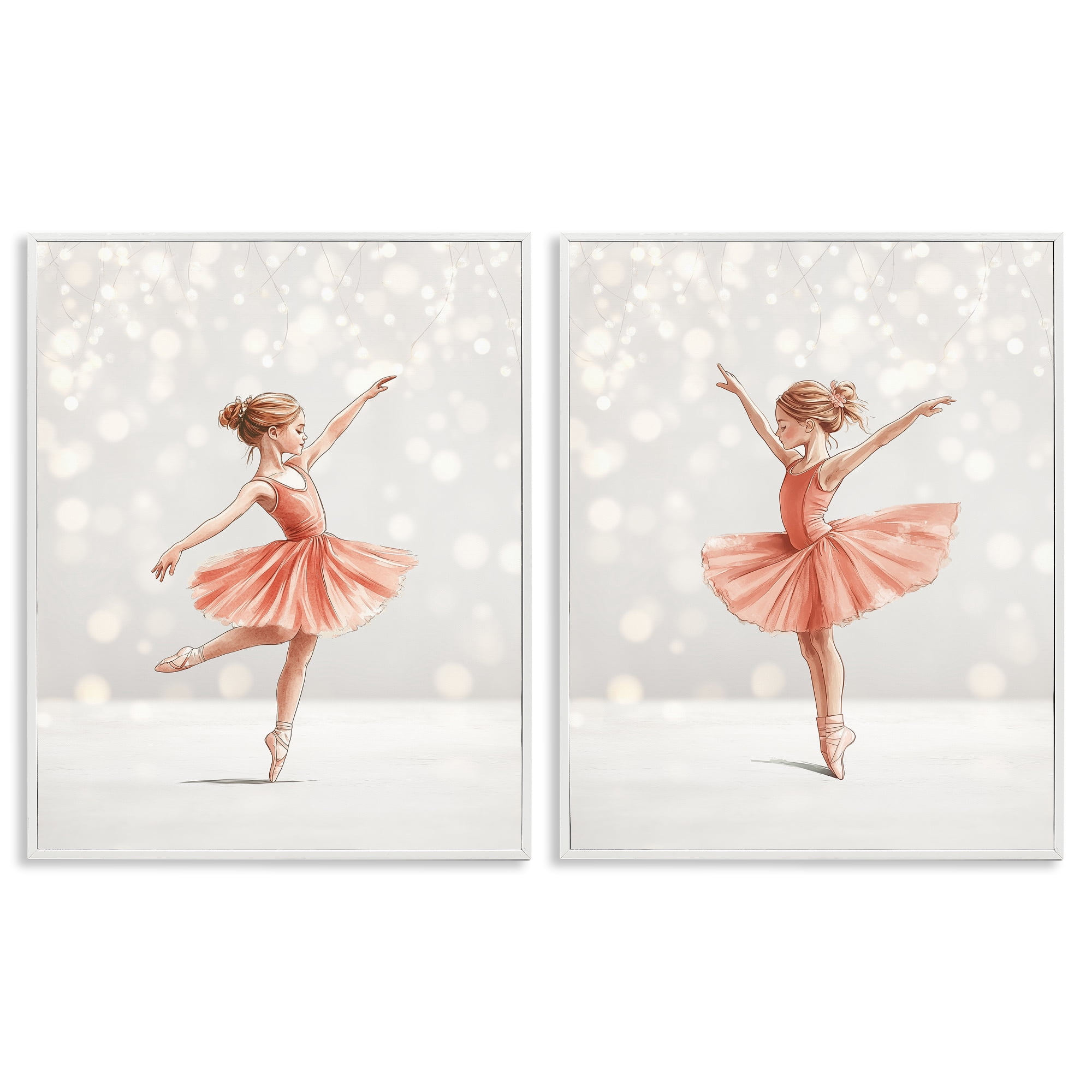 Stupell Industries Dancers In The Light 2 Piece White Framed Giclee Art Set, design by Christine Simpson Art