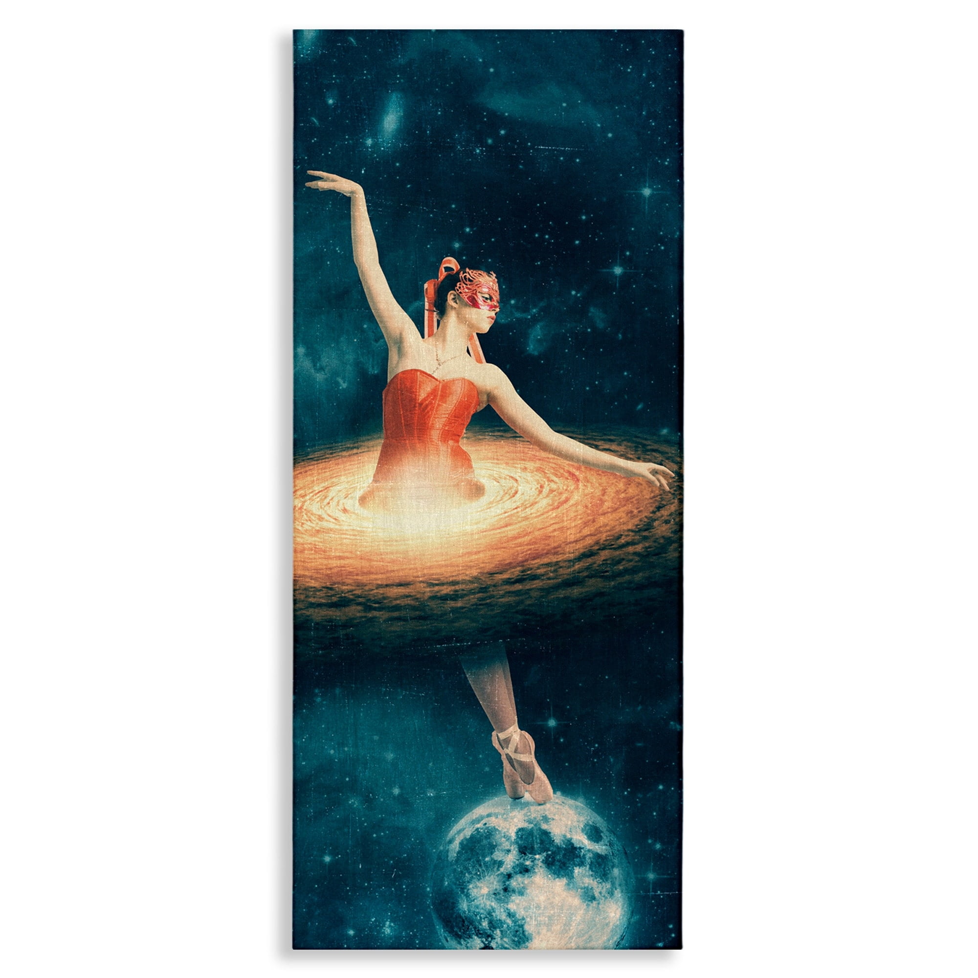 Stupell Industries Dancing Ballerina Red Nebula Dress Moon Outer Space Canvas Wall Art, 20 x 48, Design by Paula Belle Flores