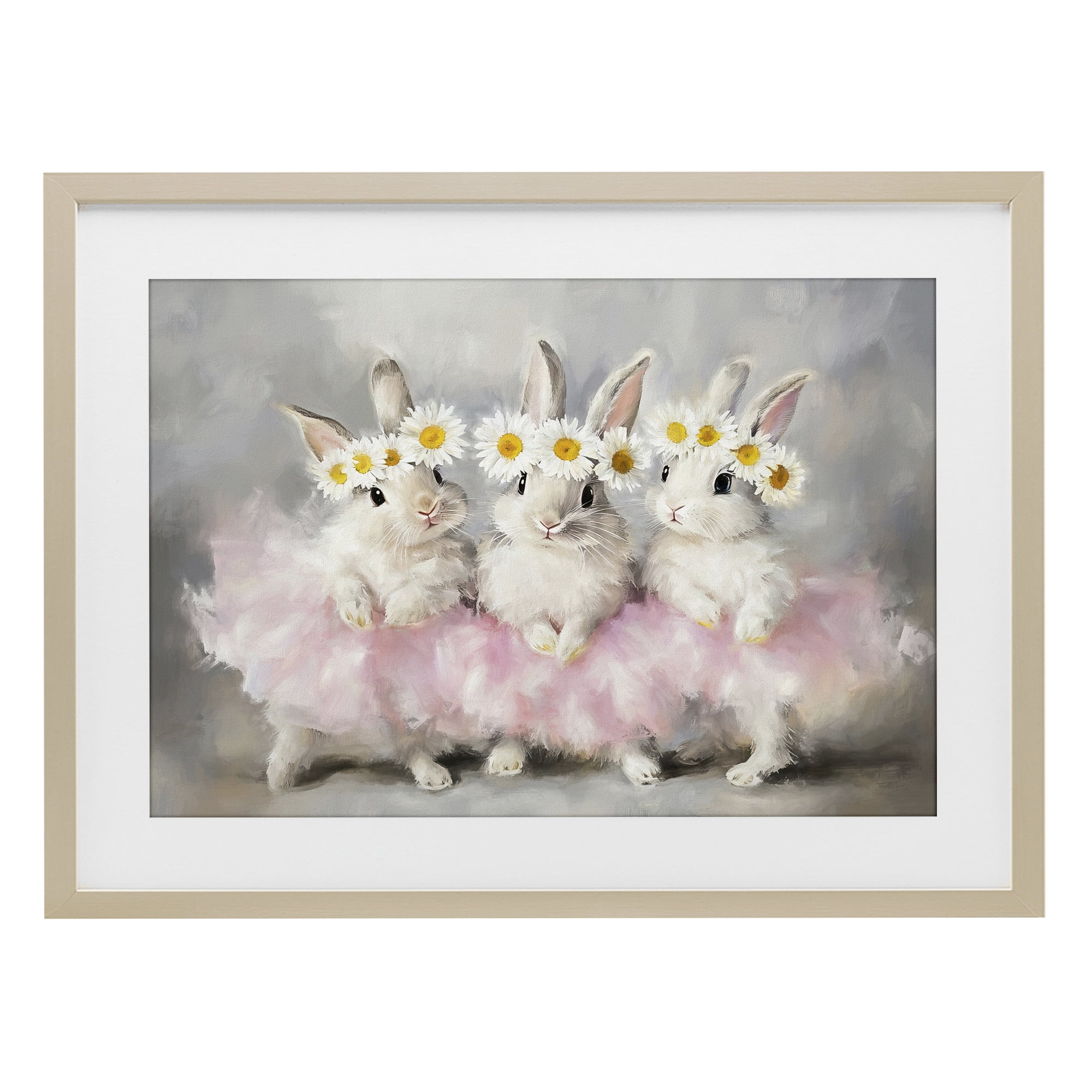 Stupell Industries Dancing Bunnies in Tutus Birch Framed Print Under Glass, design by Tina LeCour
