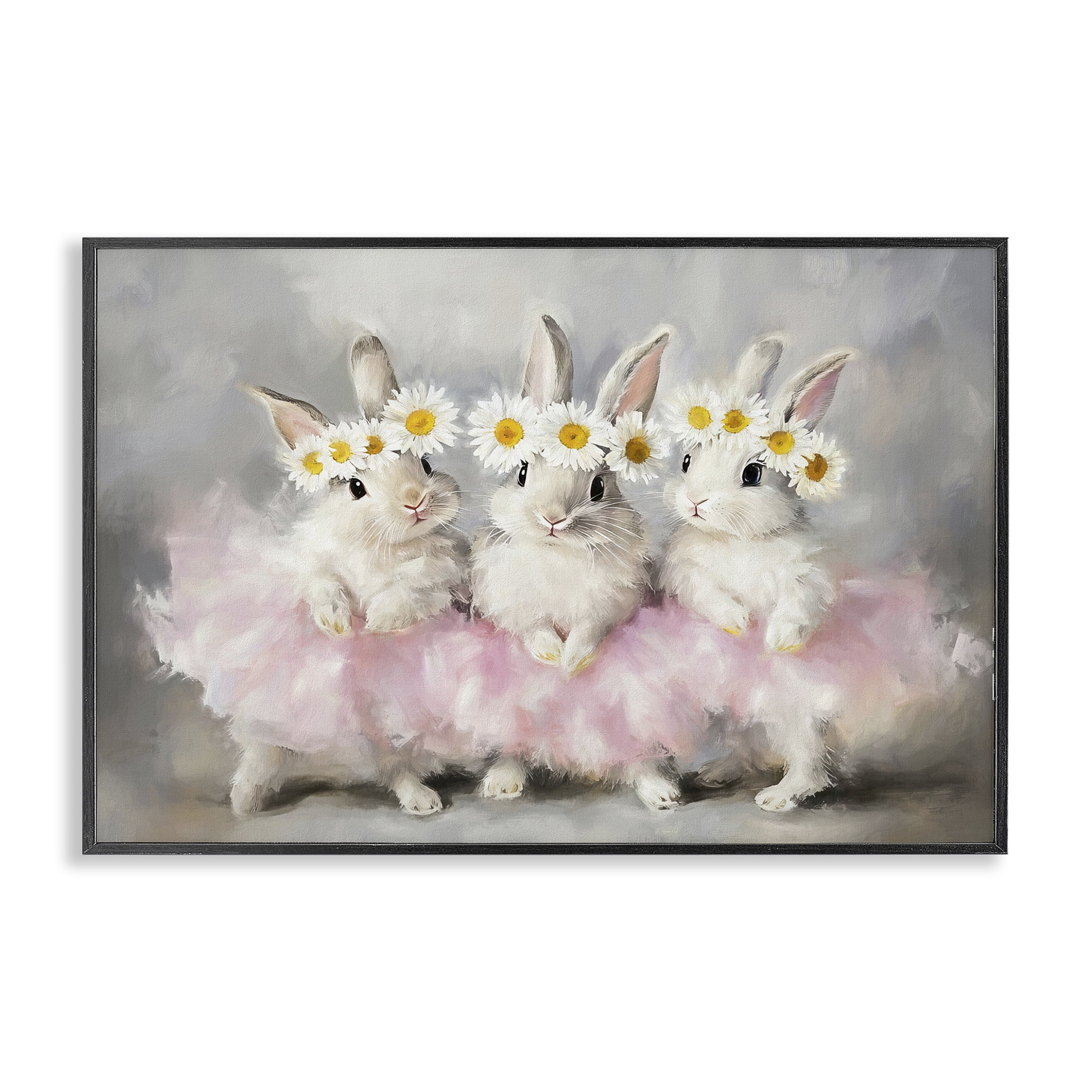 Stupell Industries Dancing Bunnies in Tutus Black Framed Giclee Art, design by Tina LeCour
