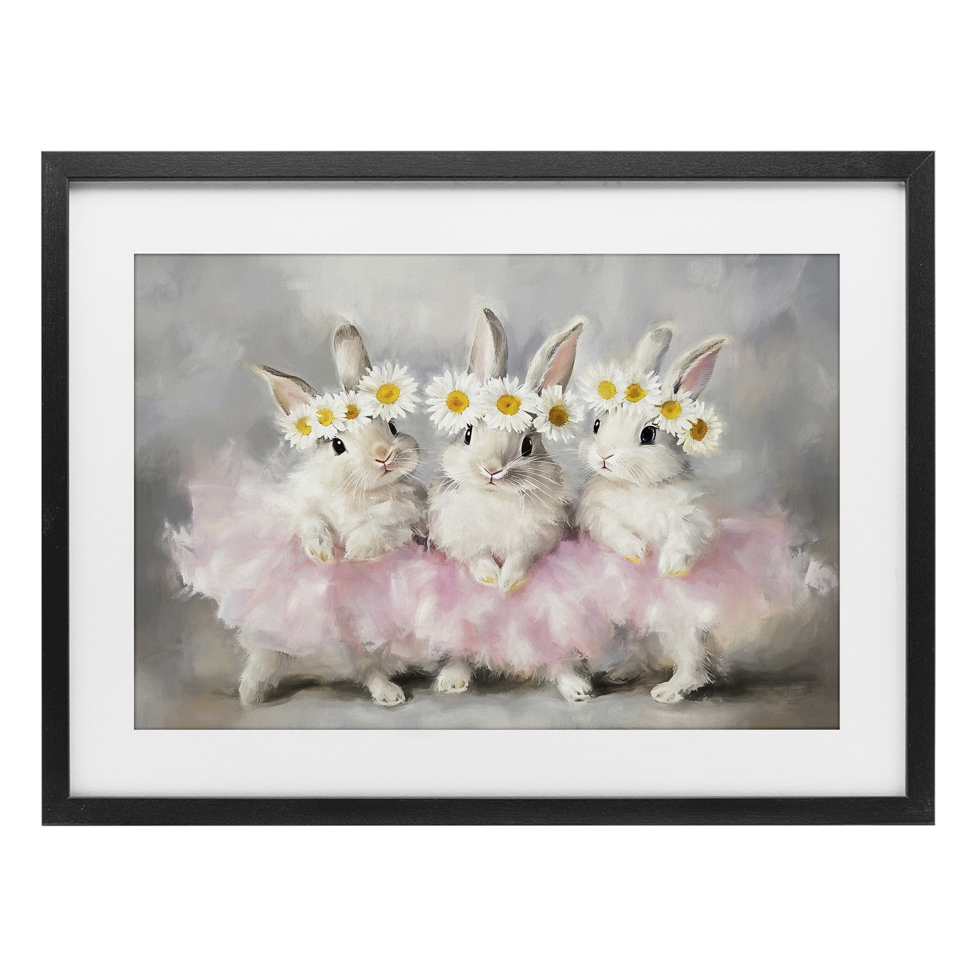 Stupell Industries Dancing Bunnies in Tutus Black Framed Print Under Glass, design by Tina LeCour