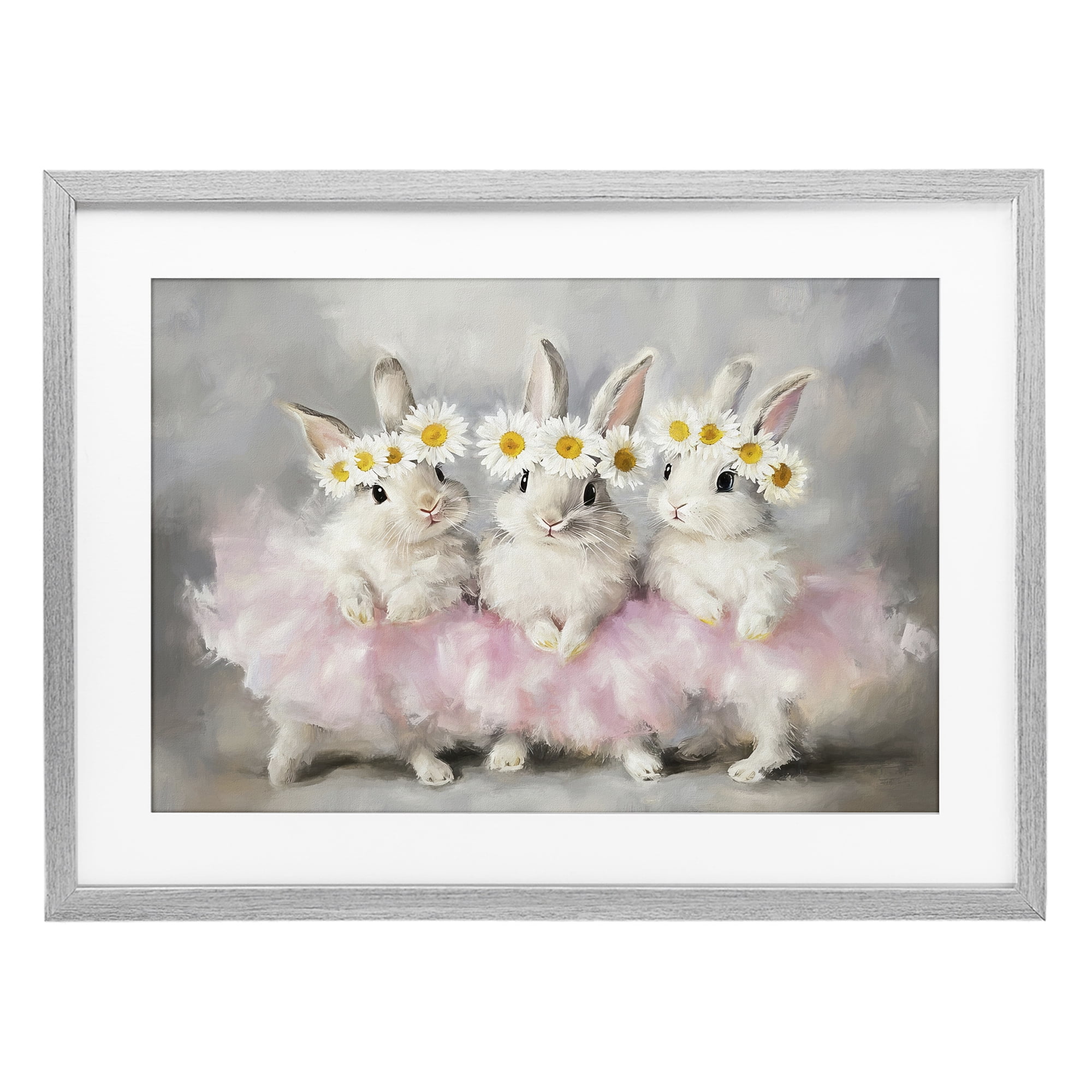 Stupell Industries Dancing Bunnies in Tutus Gray Framed Print Under Glass, design by Tina LeCour