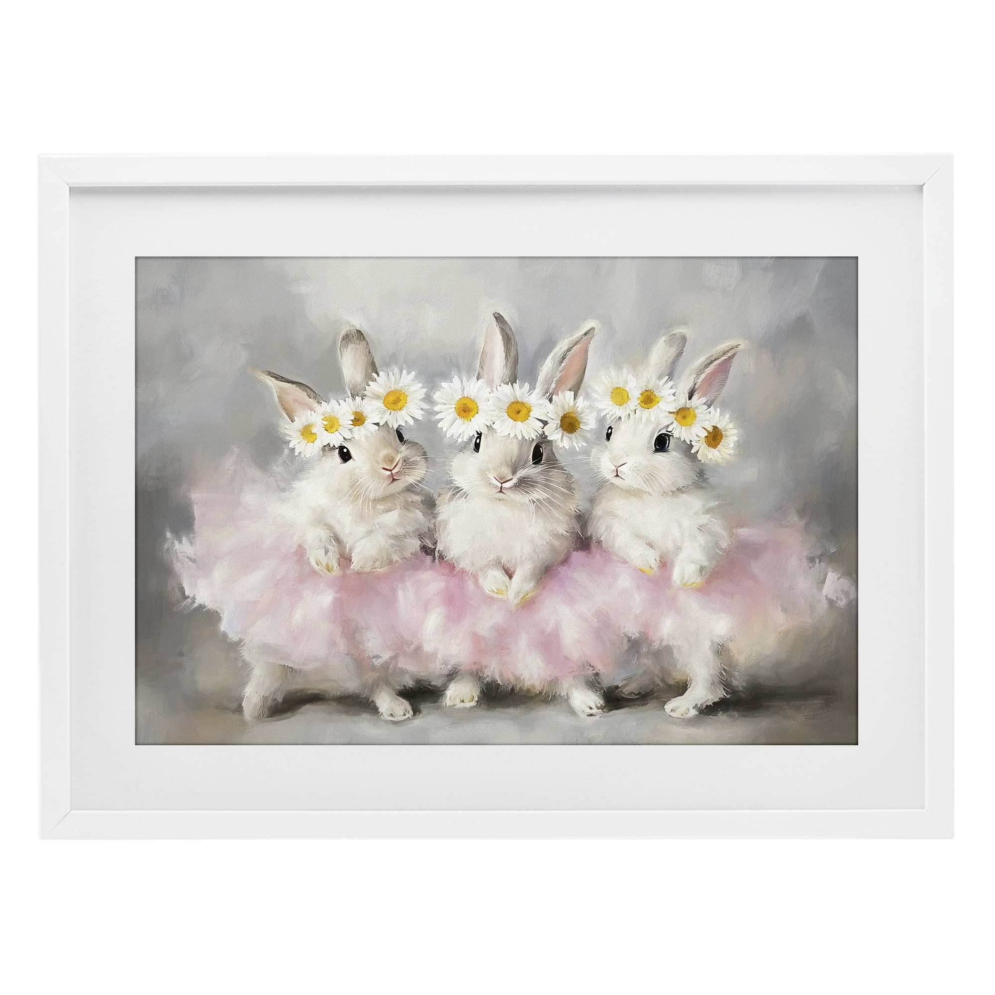Stupell Industries Dancing Bunnies in Tutus White Framed Print Under Glass, design by Tina LeCour