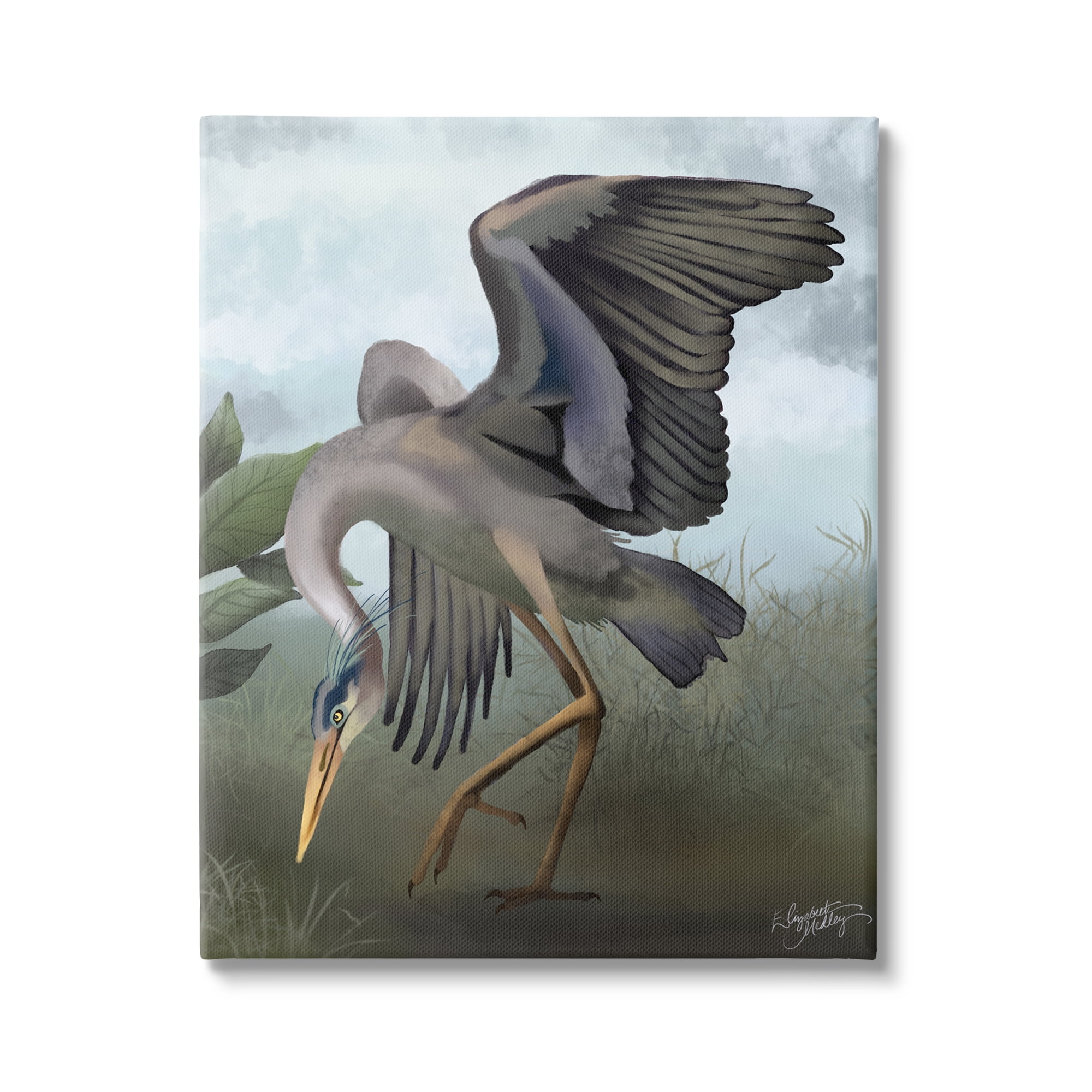 Stupell Industries Dancing Crane Portrait Animals & Insects Painting Gallery Wrapped Canvas Art Print Wall Art, 36 x 48
