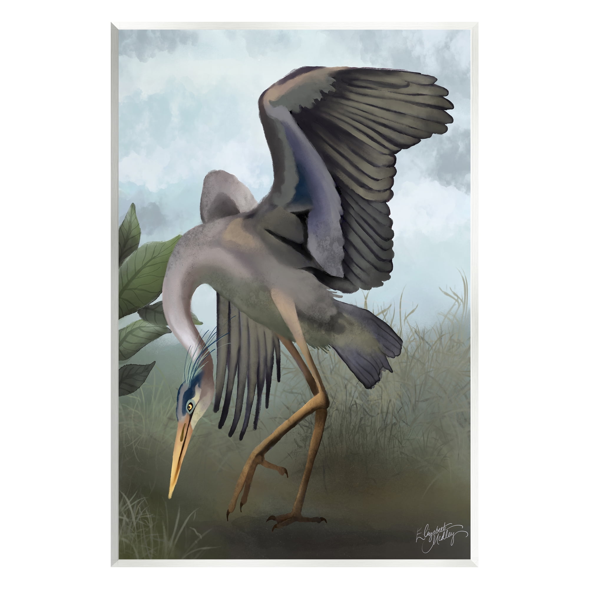 Stupell Industries Dancing Crane Portrait Animals & Insects Painting Unframed Art Print Wall Art, 13 x 19