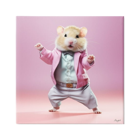 Stupell Industries Dancing Hamster Portrait Animals & Insects Painting Gallery Wrapped Canvas Art Print Wall Art, 17 x 17