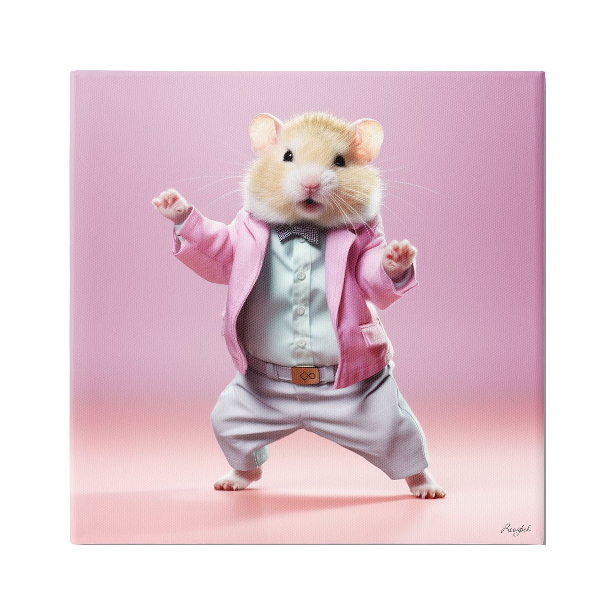 Stupell Industries Dancing Hamster Portrait Animals & Insects Painting Gallery Wrapped Canvas Art Print Wall Art, 30 x 30