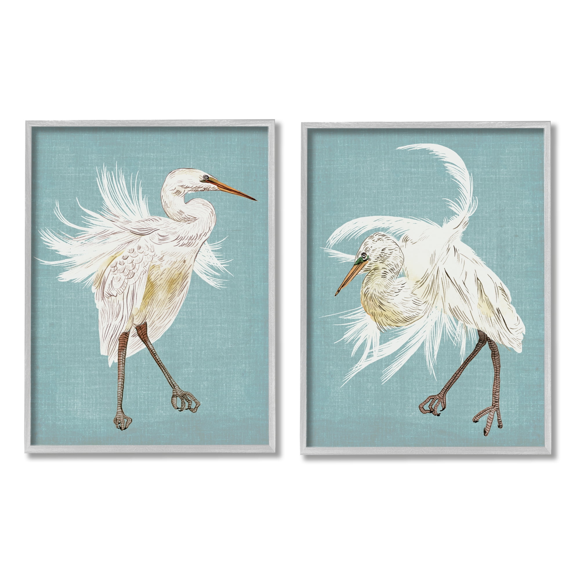 Stupell Industries Dancing Heron Birds White Feathers over Blue, 11 x 14,Design by Melissa Wang