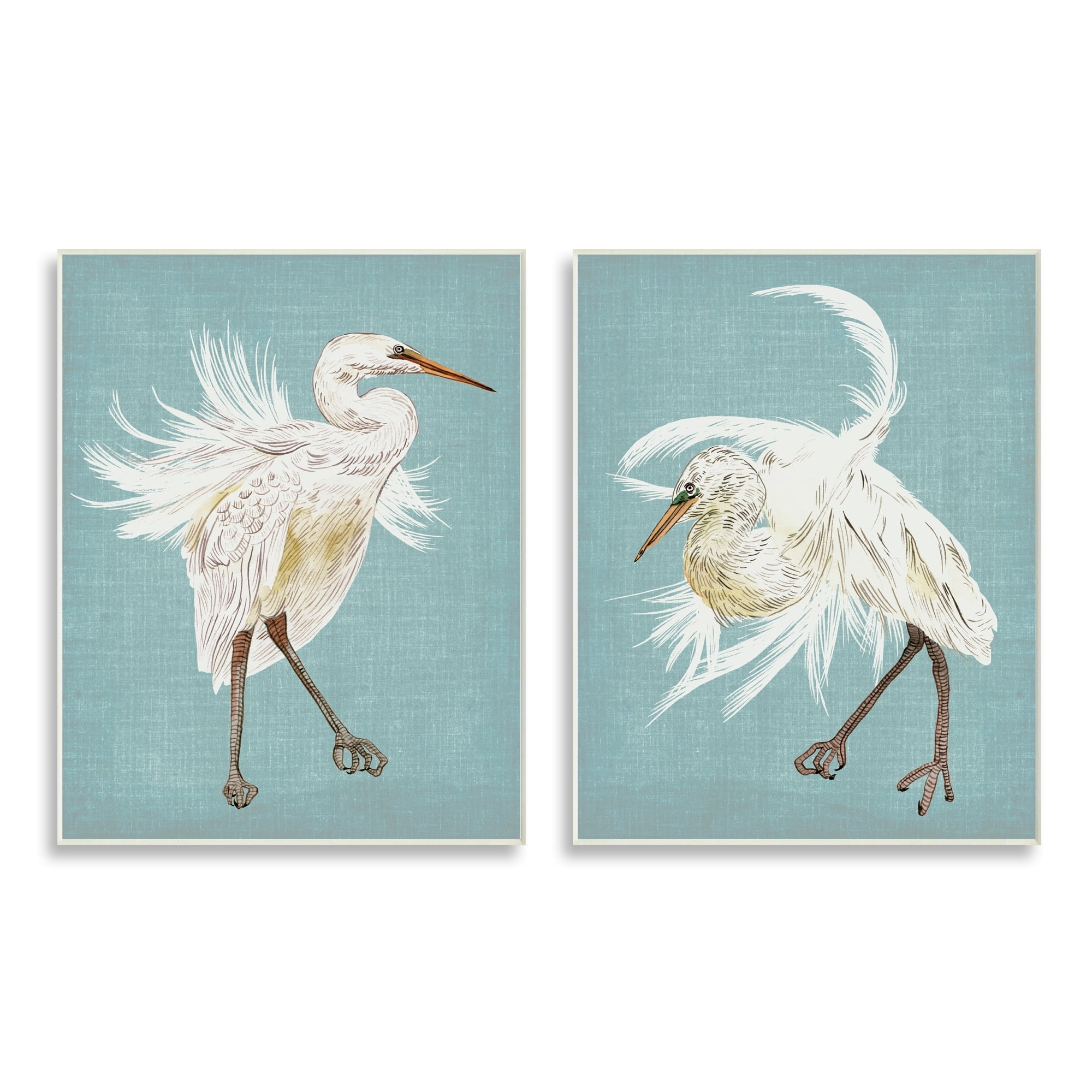 Stupell Industries Dancing Heron Birds White Feathers over Blue, 13 x 19,Design by Melissa Wang