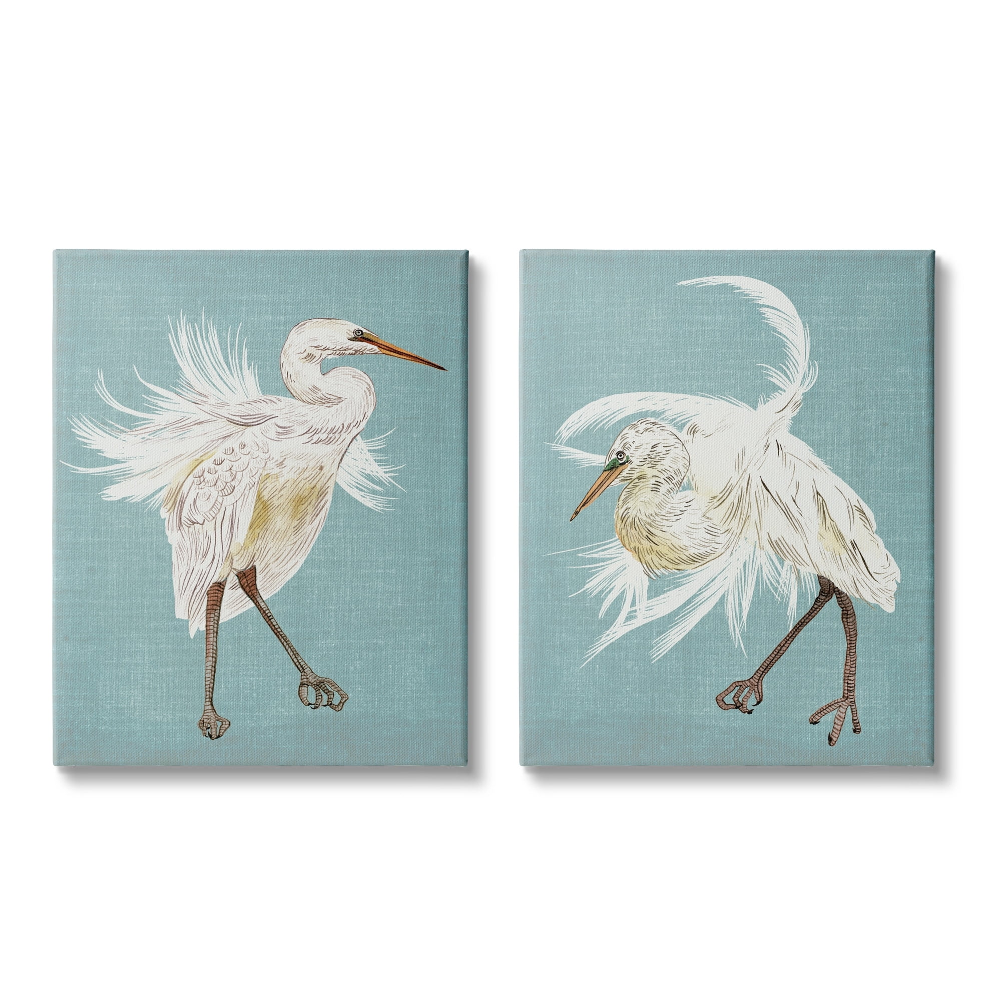 Stupell Industries Dancing Heron Birds White Feathers over Blue, 16 x 20,Design by Melissa Wang